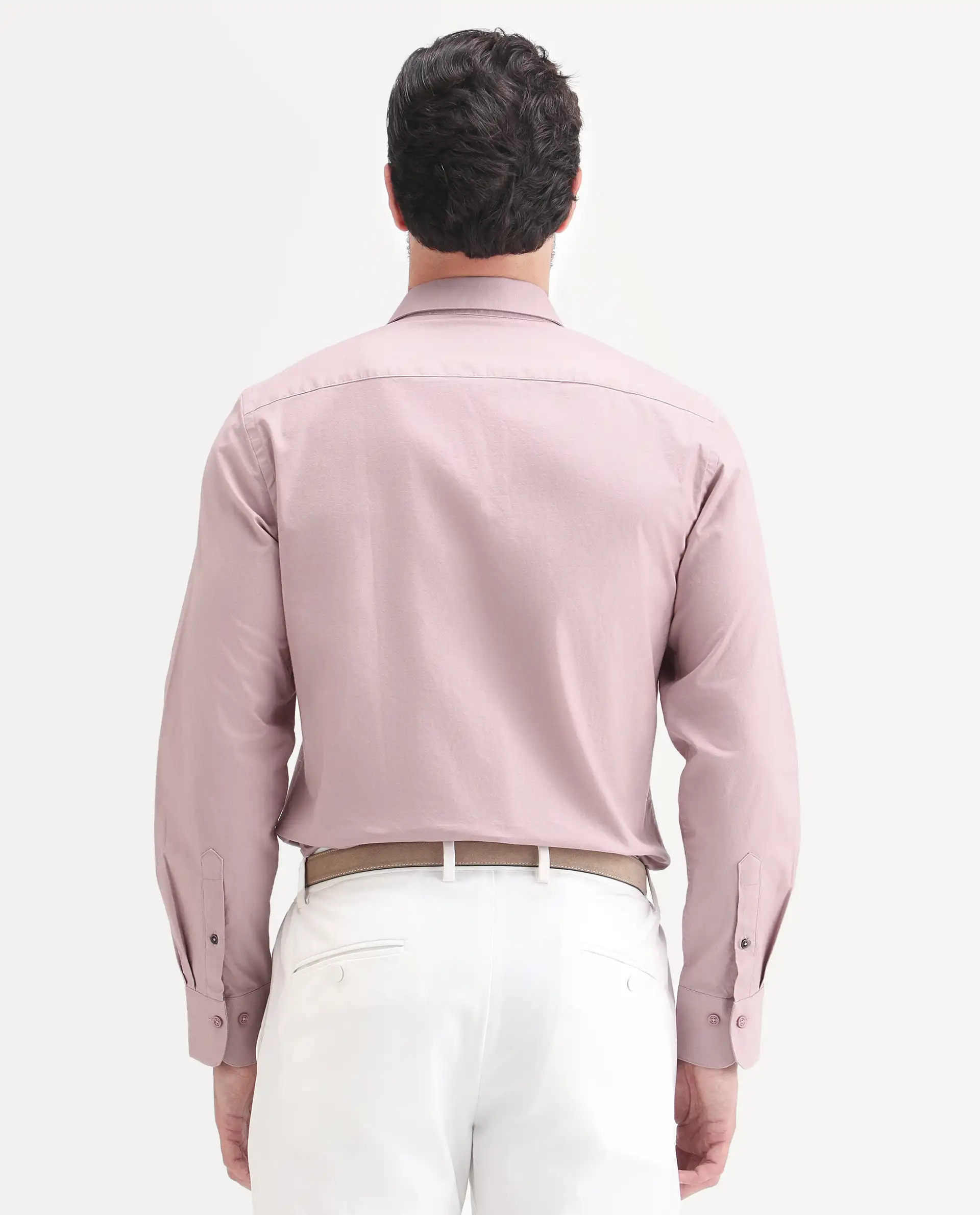 Rare Rabbit Men's Remob Light Pink Cotton Blend Fabric Full Sleeve Regular Fit Plain Shirt - Image 7