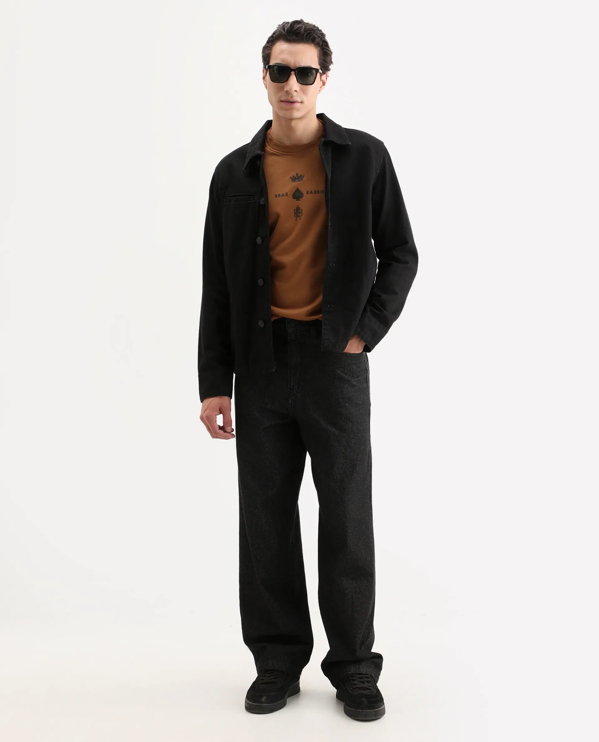 Rare Rabbit Men's Remor Rust Cotton Graphic Print Regular Fit Full Sleeve Crew Neck Sweatshirt - Image 2