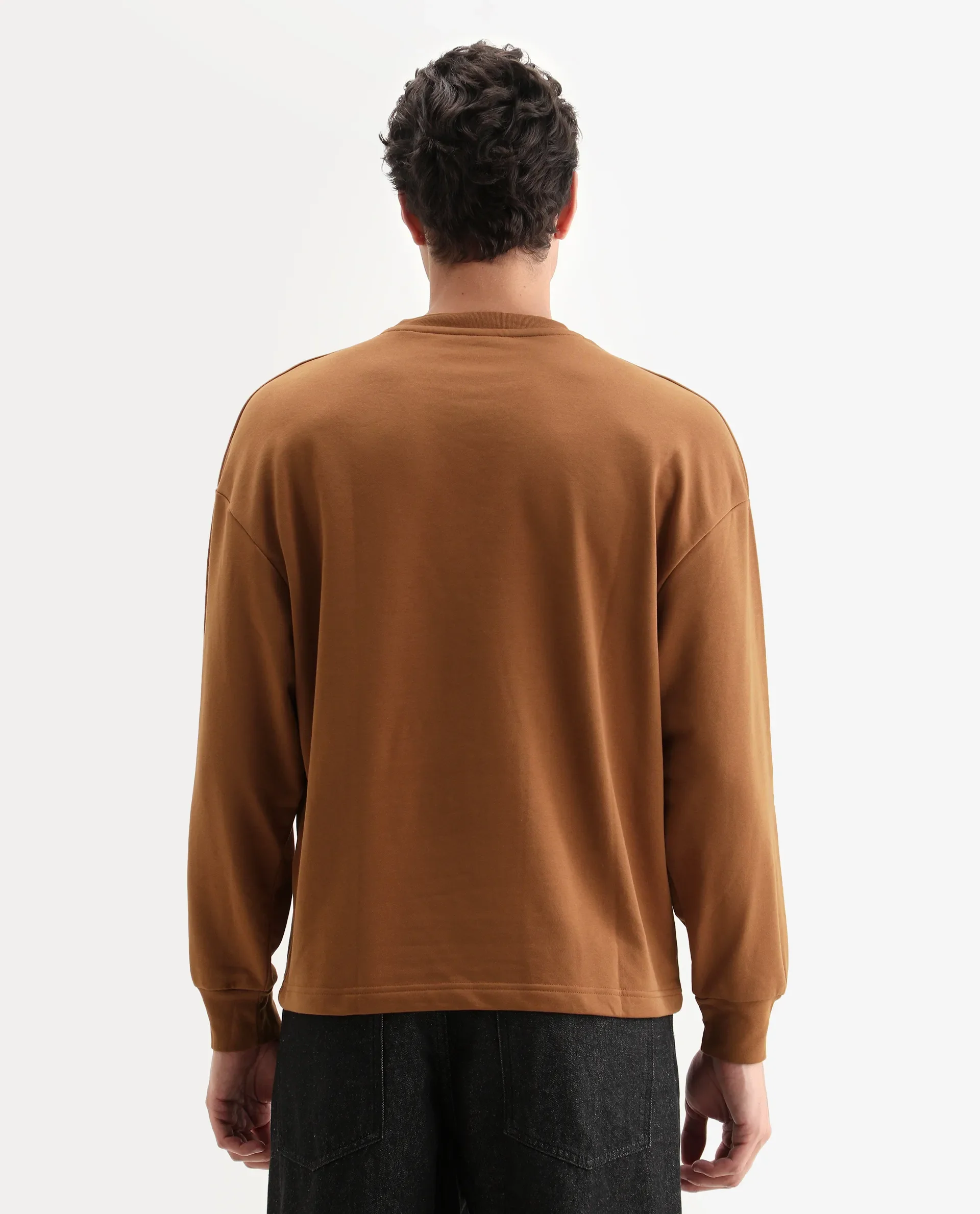 Rare Rabbit Men's Remor Rust Cotton Graphic Print Regular Fit Full Sleeve Crew Neck Sweatshirt - Image 8