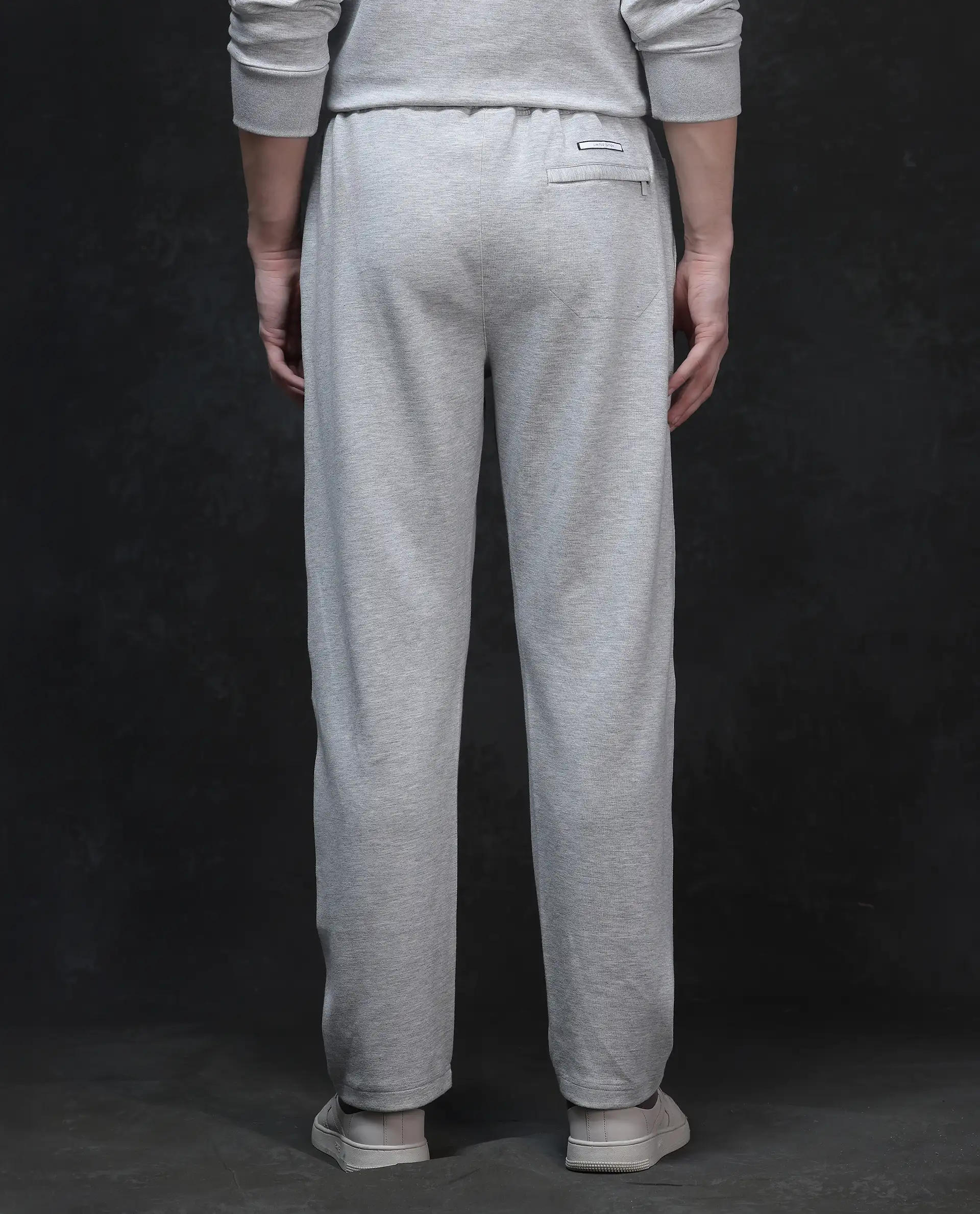 Rare Rabbit Men's Renk Melange Grey Modal Blend Plain Baggy Fit Track Pant - Image 4
