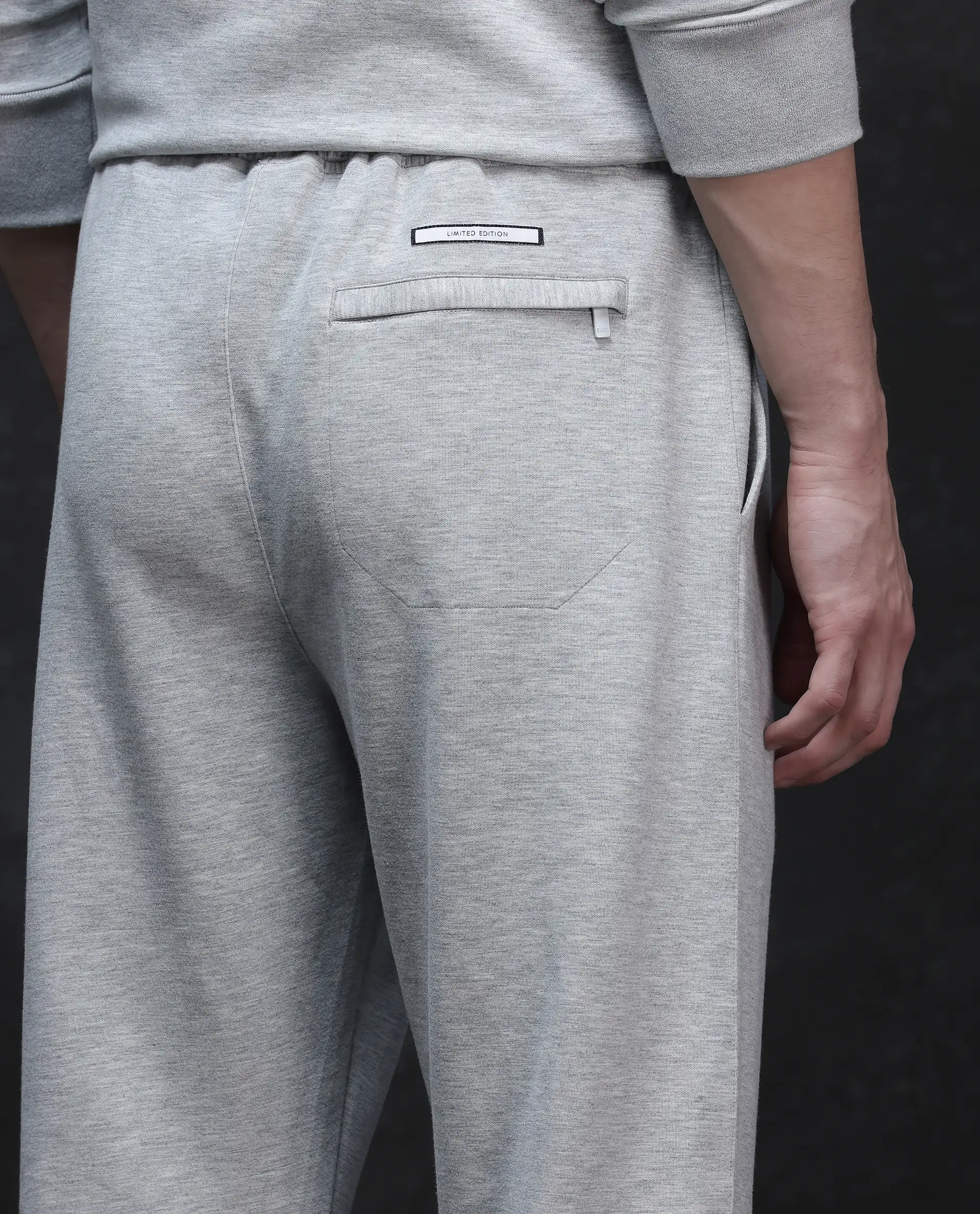 Rare Rabbit Men's Renk Melange Grey Modal Blend Plain Baggy Fit Track Pant - Image 9