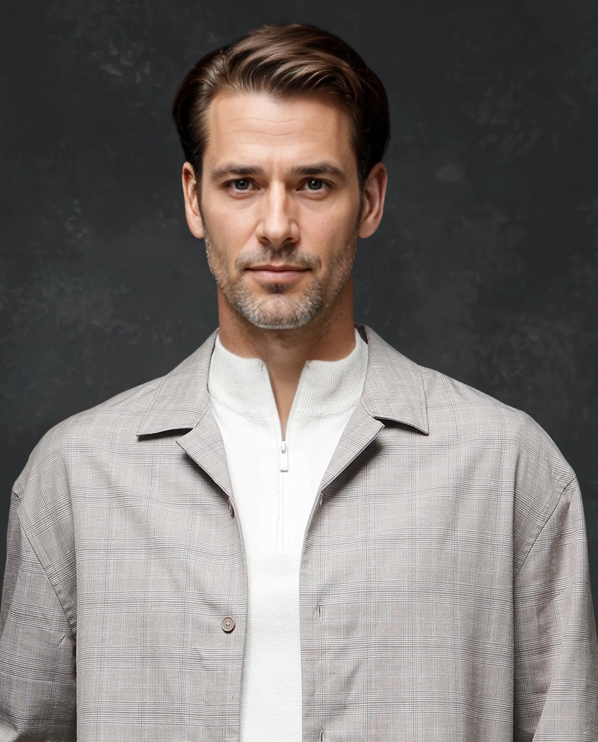 Rare Rabbit Men's Reno Beige Cotton Checked Print Regular Fit Full Sleeve Lapel Neck Shirt - Image 3