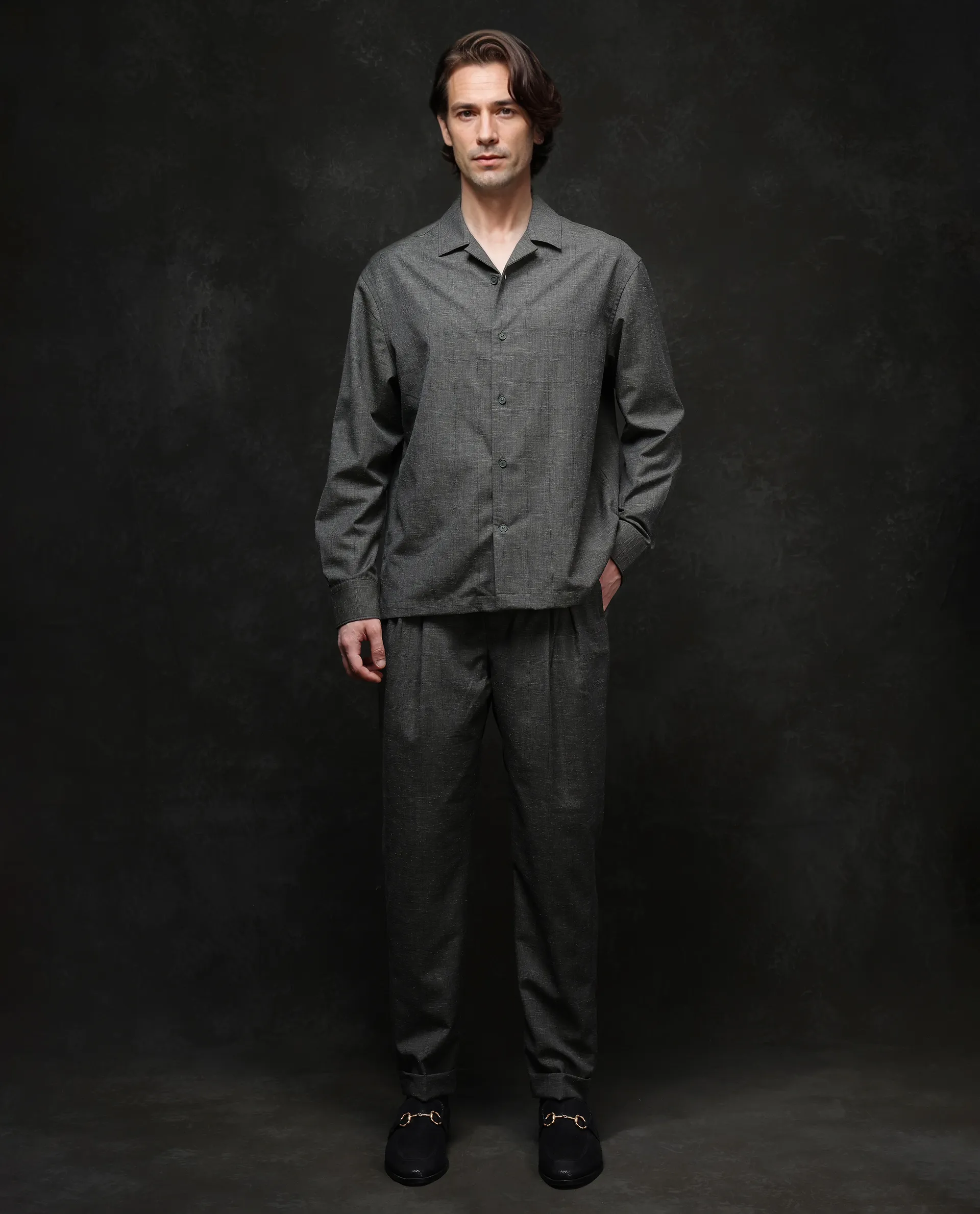 Rare Rabbit Men's Reno Dark Green Cotton Checked Print Regular Fit Full Sleeve Lapel Neck Shirt - Image 2