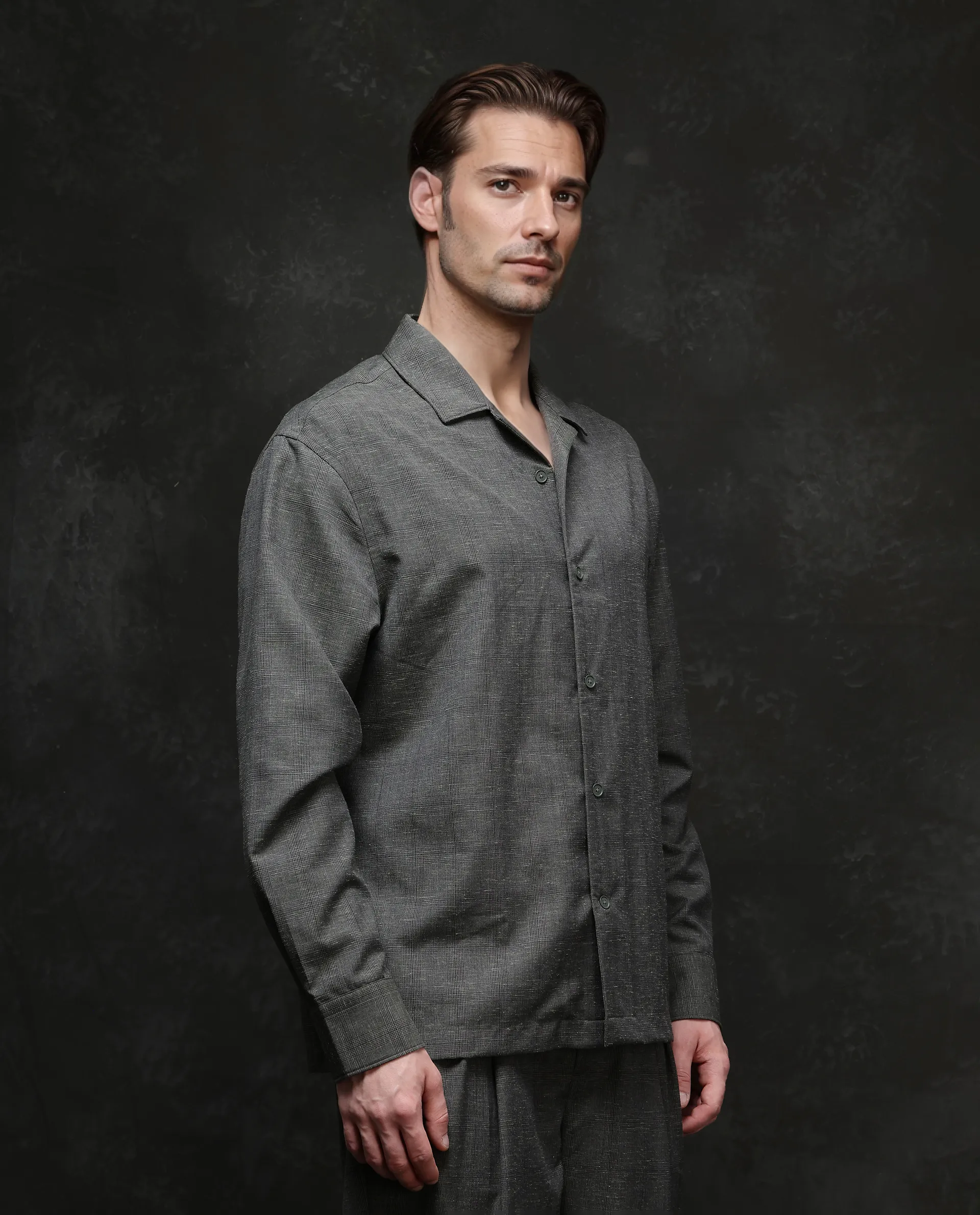 Rare Rabbit Men's Reno Dark Green Cotton Checked Print Regular Fit Full Sleeve Lapel Neck Shirt - Image 5