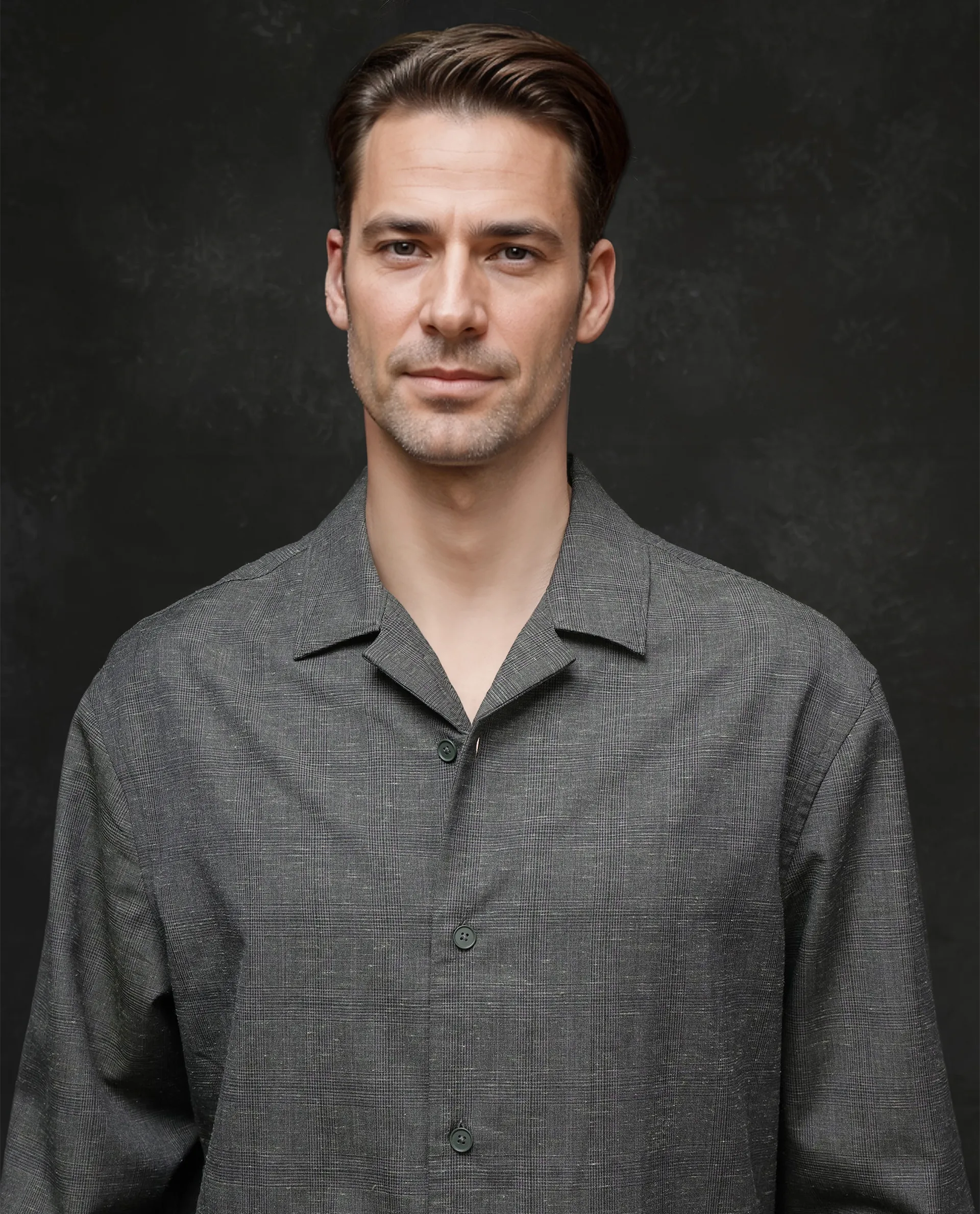 Rare Rabbit Men's Reno Dark Green Cotton Checked Print Regular Fit Full Sleeve Lapel Neck Shirt - Image 6