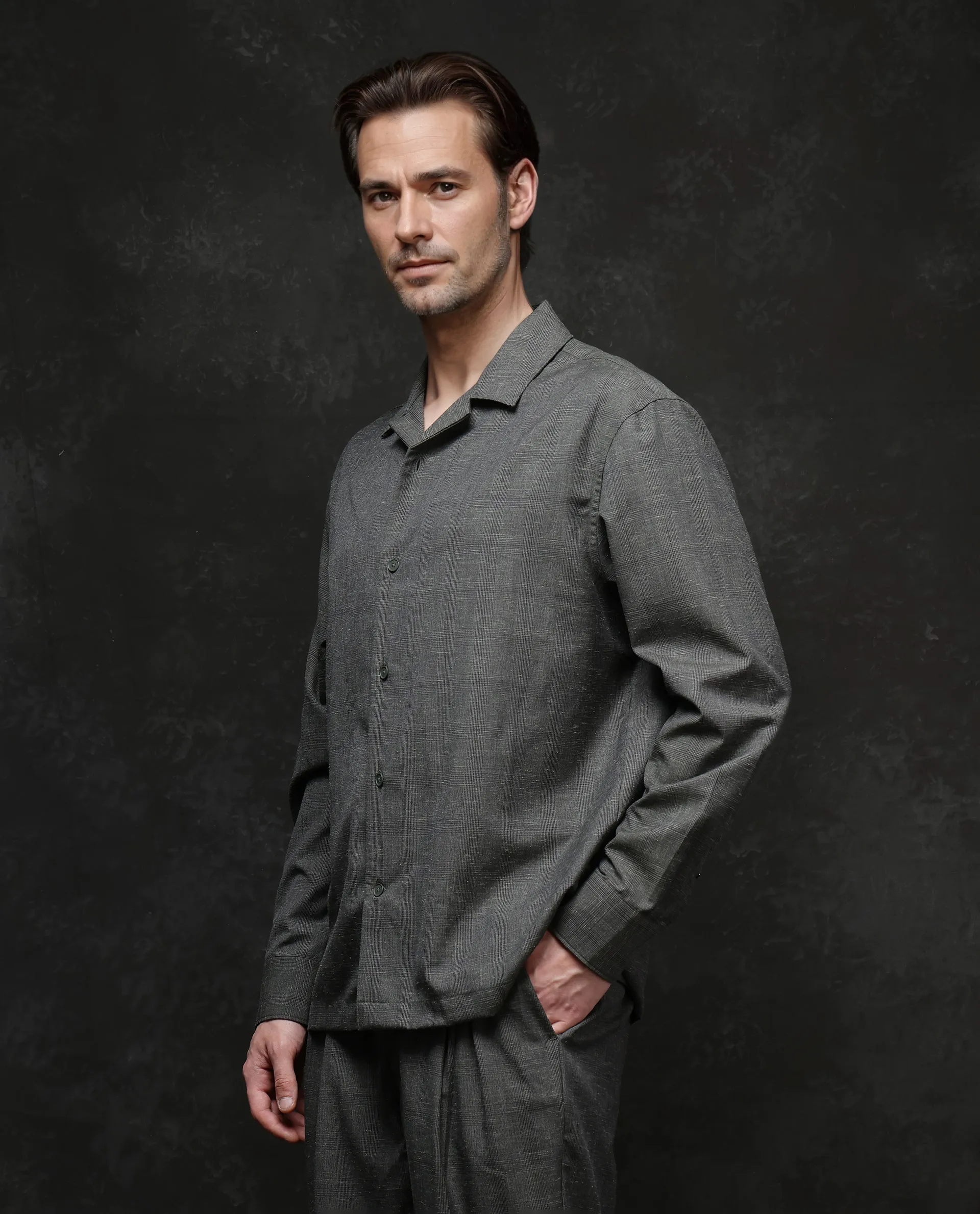Rare Rabbit Men's Reno Dark Green Cotton Checked Print Regular Fit Full Sleeve Lapel Neck Shirt - Image 7