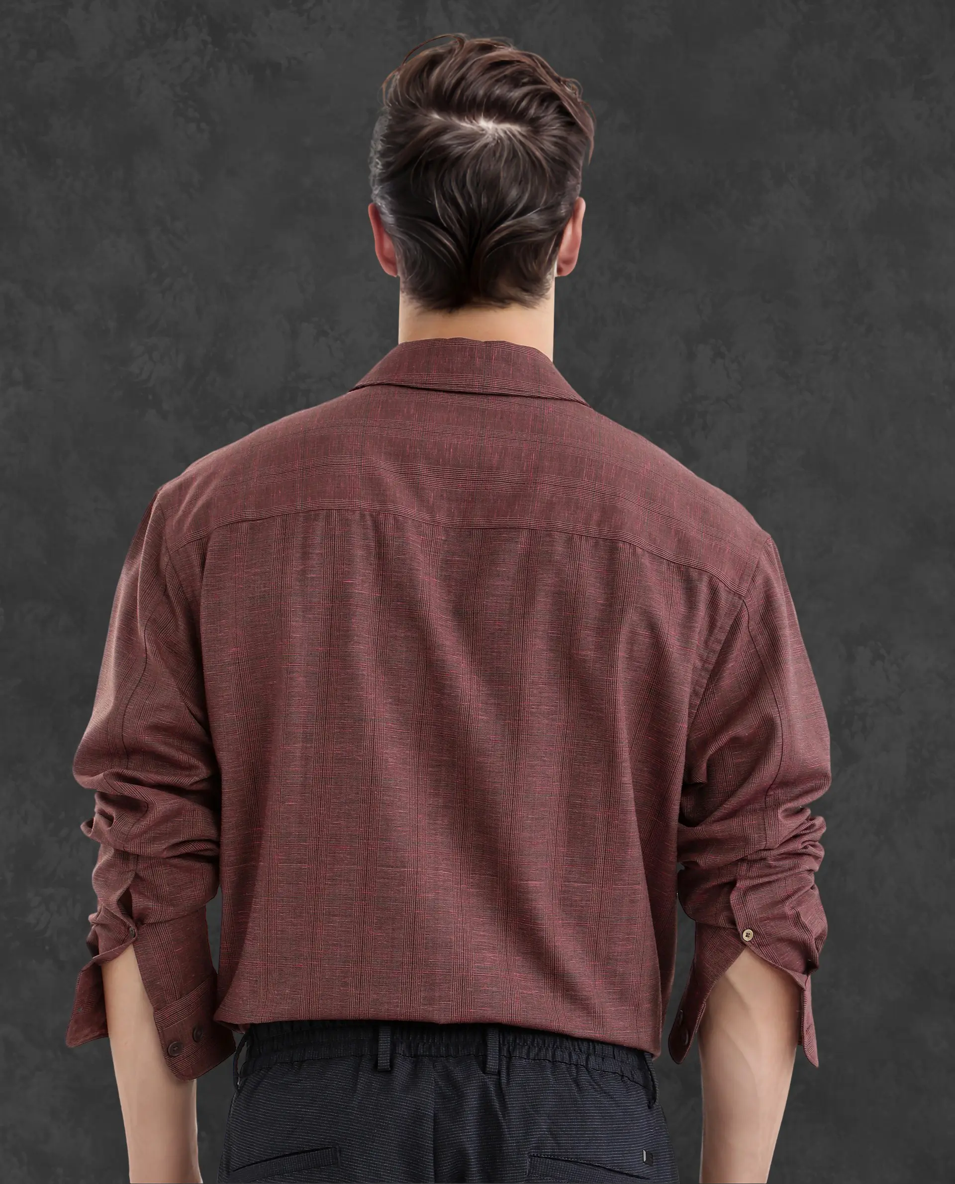 Rare Rabbit Men's Reno Maroon Cotton Checked Print Regular Fit Full Sleeve Collared Shirt - Image 5