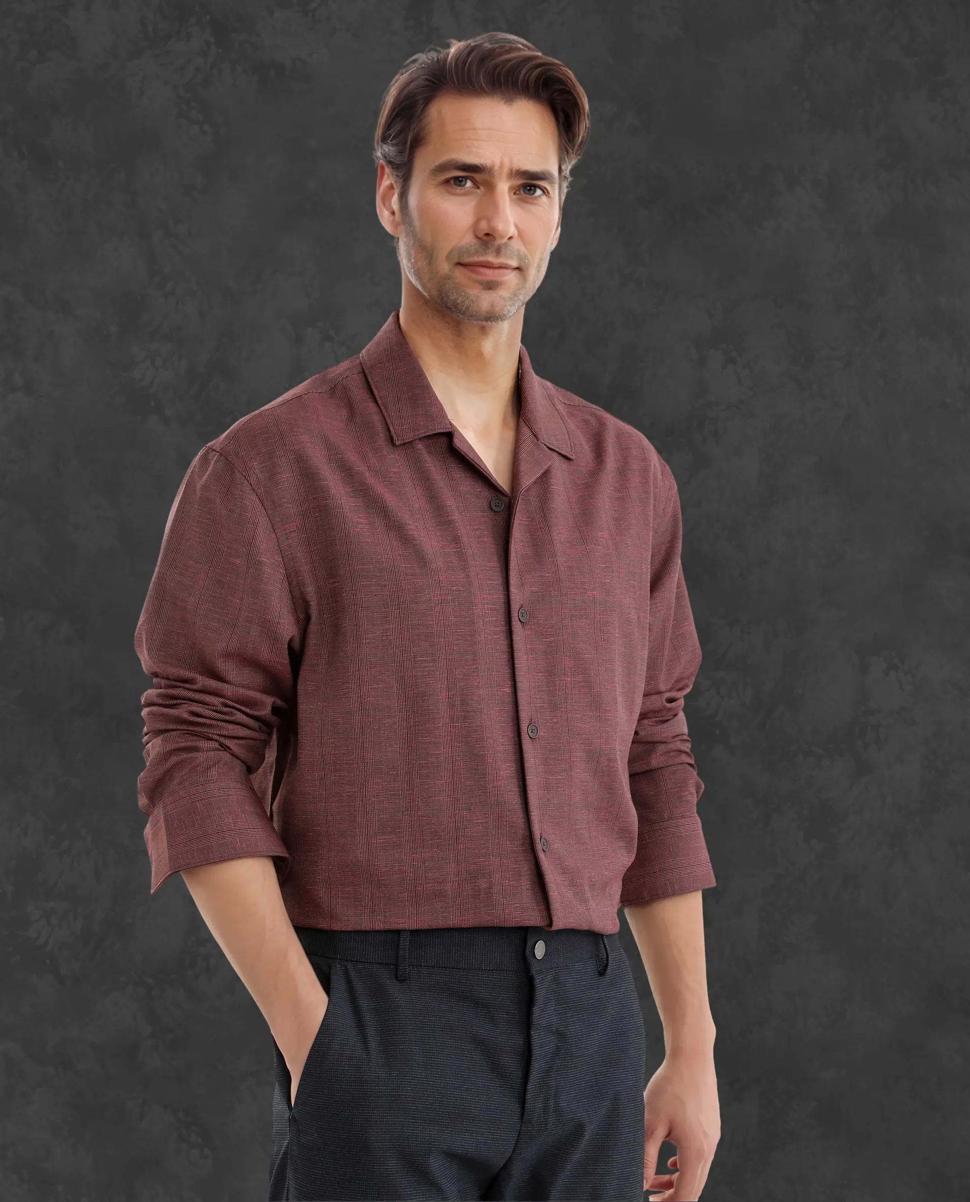 Rare Rabbit Men's Reno Maroon Cotton Checked Print Regular Fit Full Sleeve Collared Shirt - Image 7