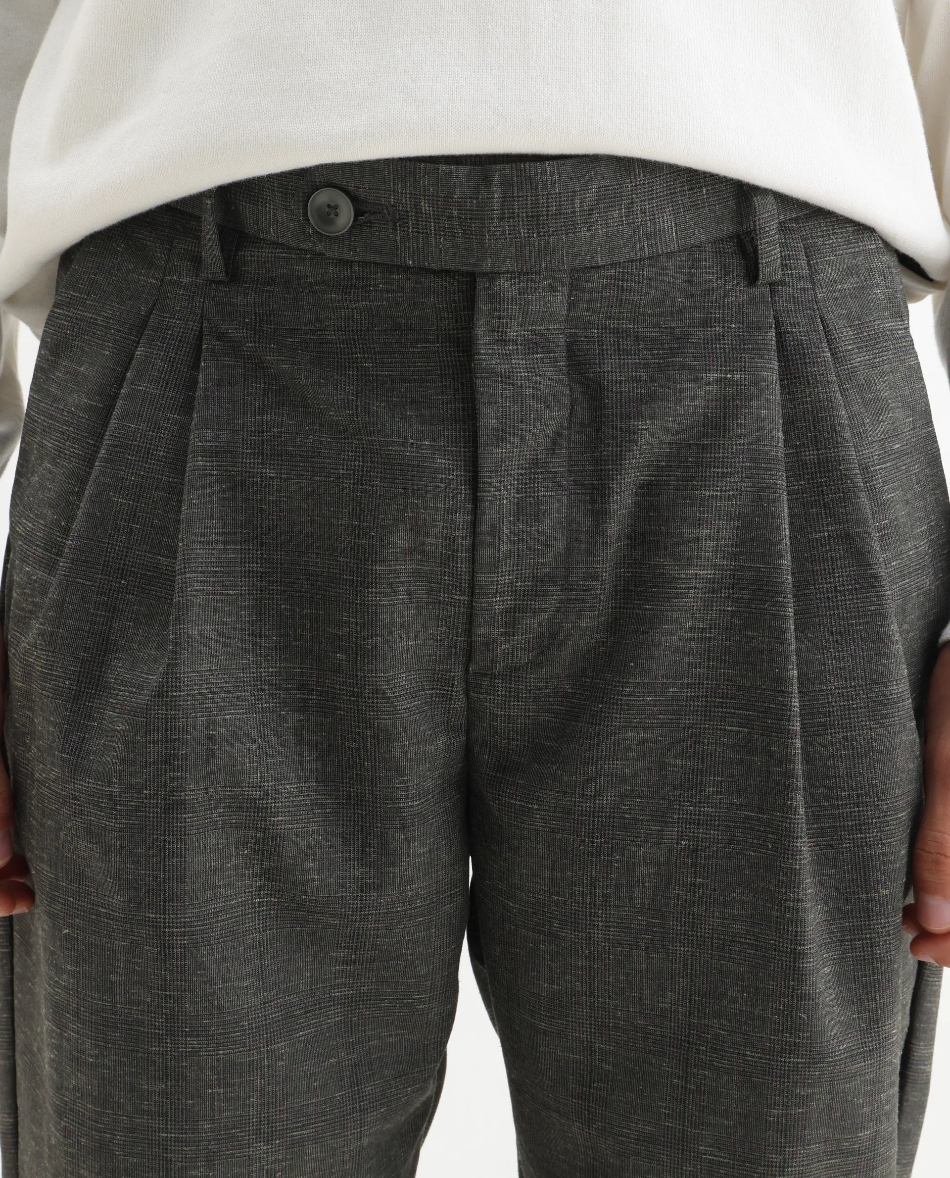 Rare Rabbit Men's Renot Dark Green Cotton Checked Print Regular Fit Trouser - Image 6