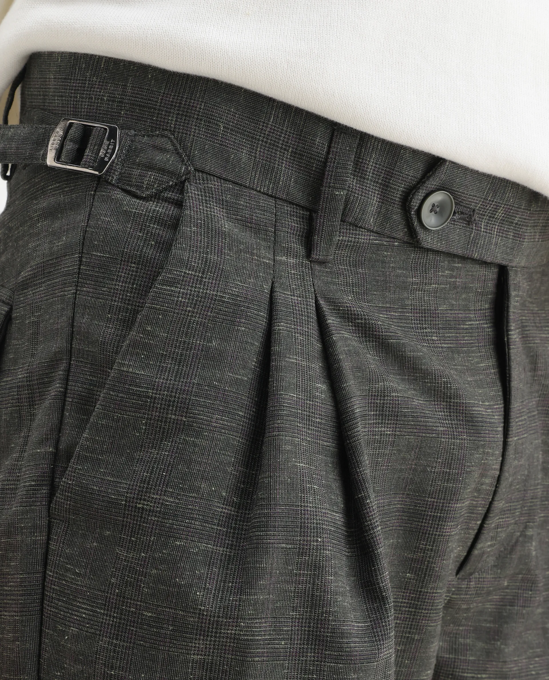 Rare Rabbit Men's Renot Dark Green Cotton Checked Print Regular Fit Trouser - Image 7