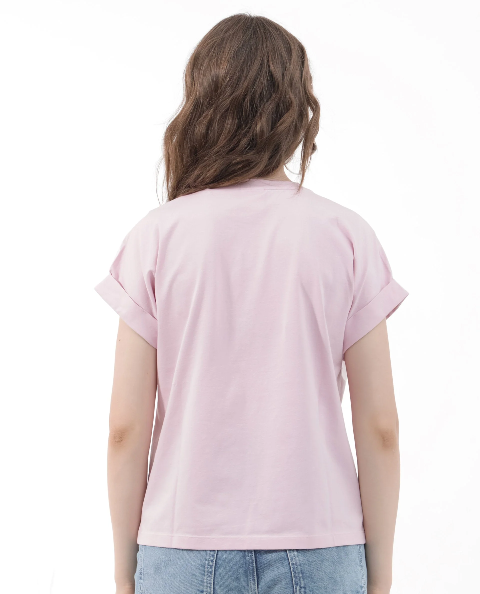 Rareism Women's Rento Pink Cotton Blend Crew Neck Graphic Print Extended Sleeves Regular Fit T-Shirt - Image 12