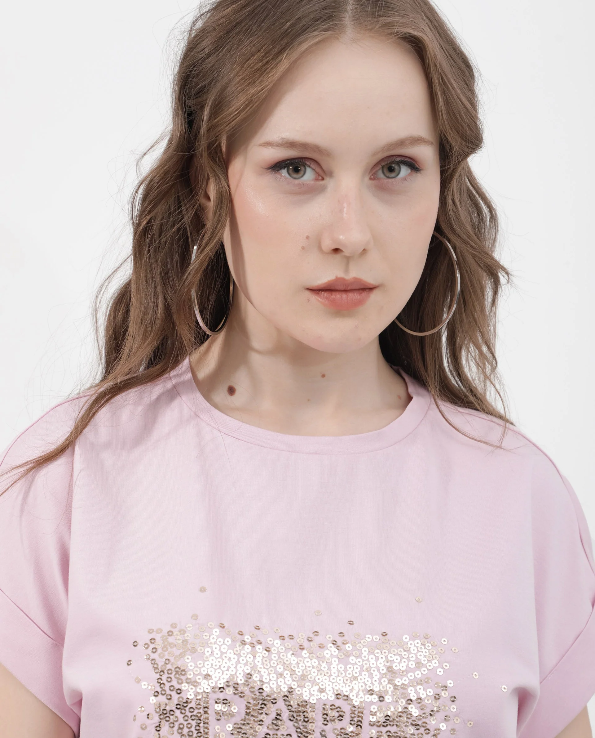 Rareism Women's Rento Pink Cotton Blend Crew Neck Graphic Print Extended Sleeves Regular Fit T-Shirt - Image 4