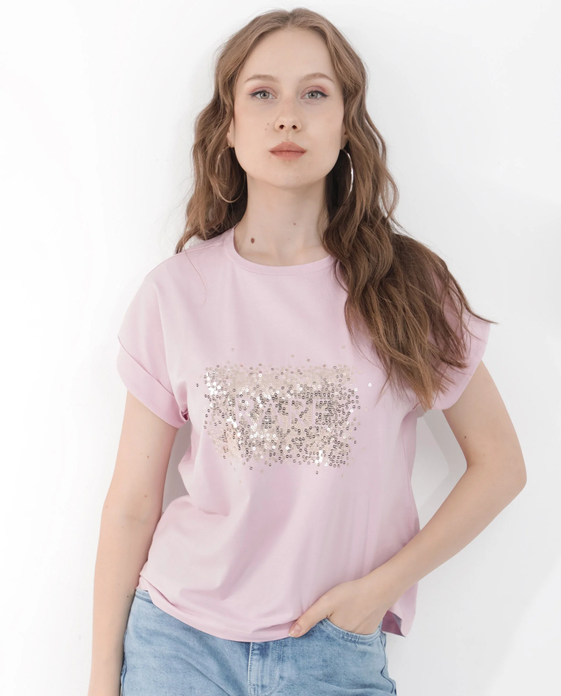 Rareism Women's Rento Pink Cotton Blend Crew Neck Graphic Print Extended Sleeves Regular Fit T-Shirt - Image 7