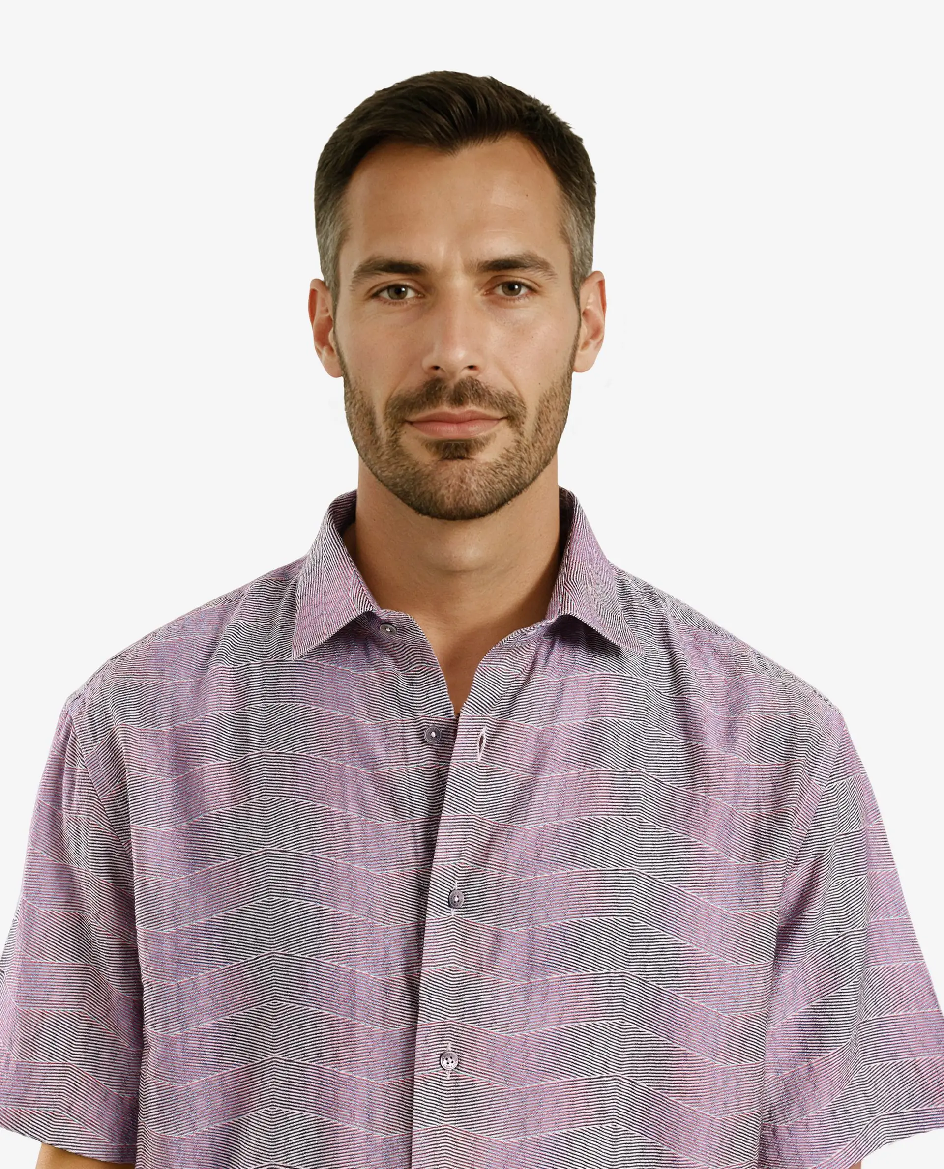 Rare Rabbit Men's Renz Purple Viscose Abstract Print Boxy Fit Half Sleeve Collared Shirt - Image 5