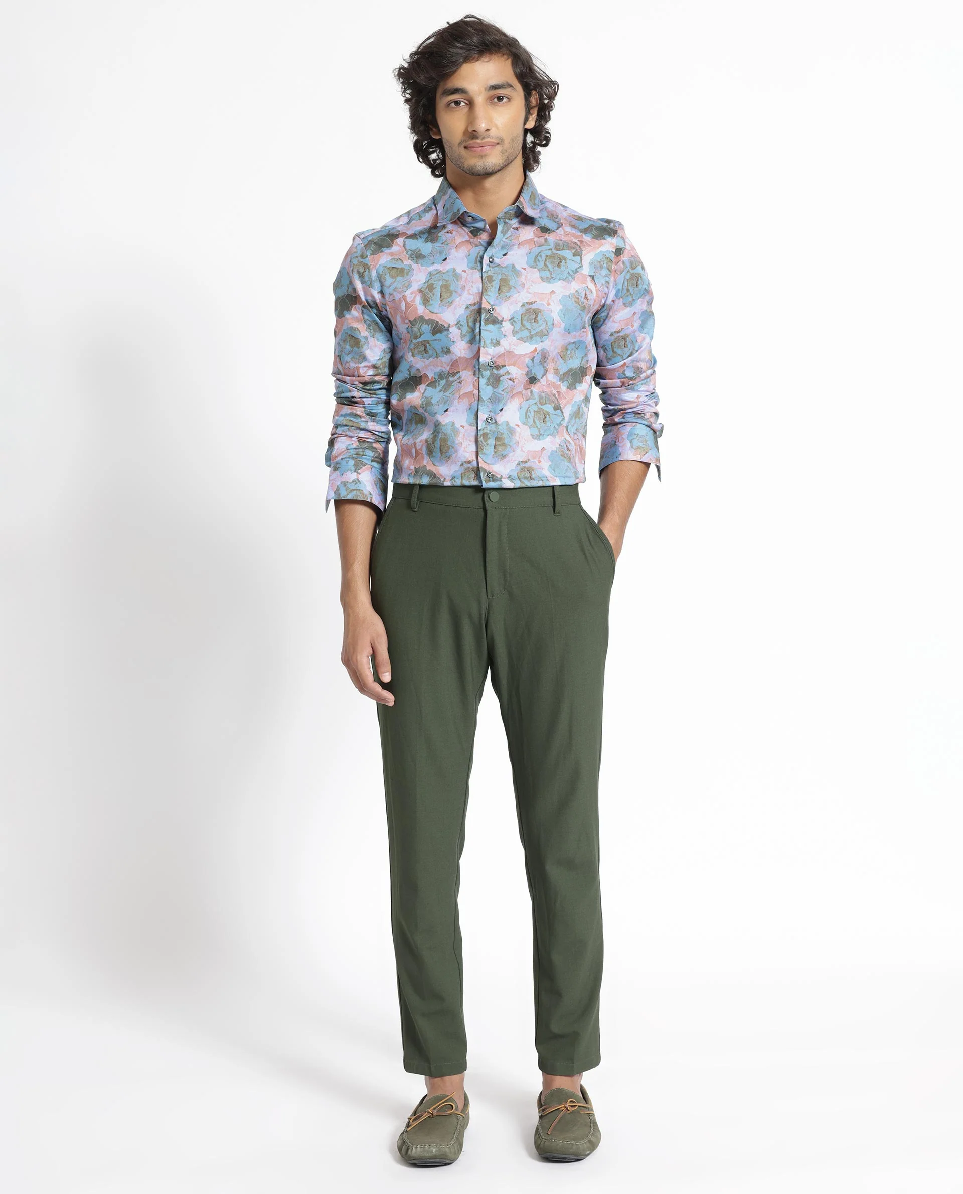 Rare Rabbit Men's Renzoo Blue Cotton Floral Print Regular Fit Full Sleeve Collared Shirt - Image 2