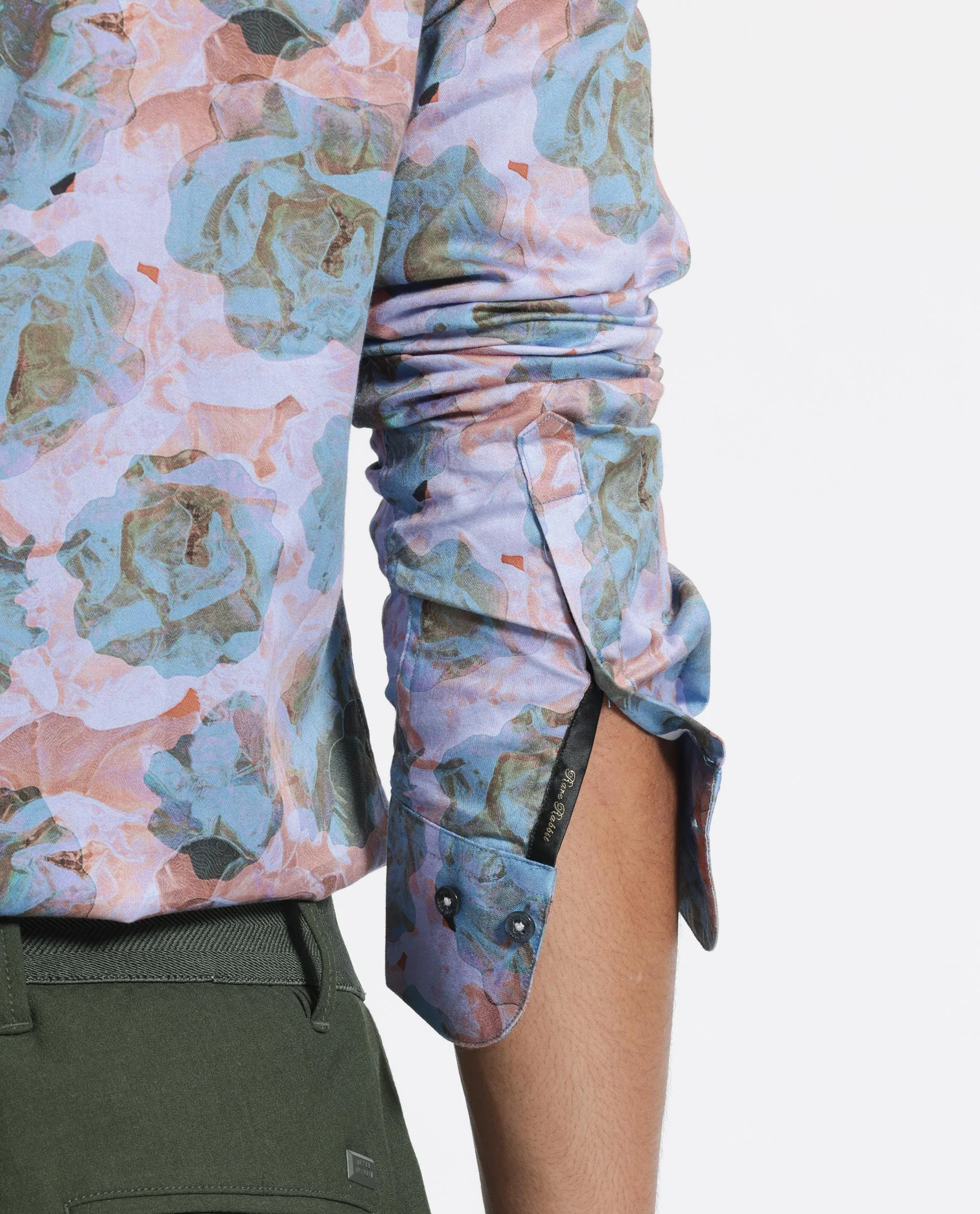 Rare Rabbit Men's Renzoo Blue Cotton Floral Print Regular Fit Full Sleeve Collared Shirt - Image 4