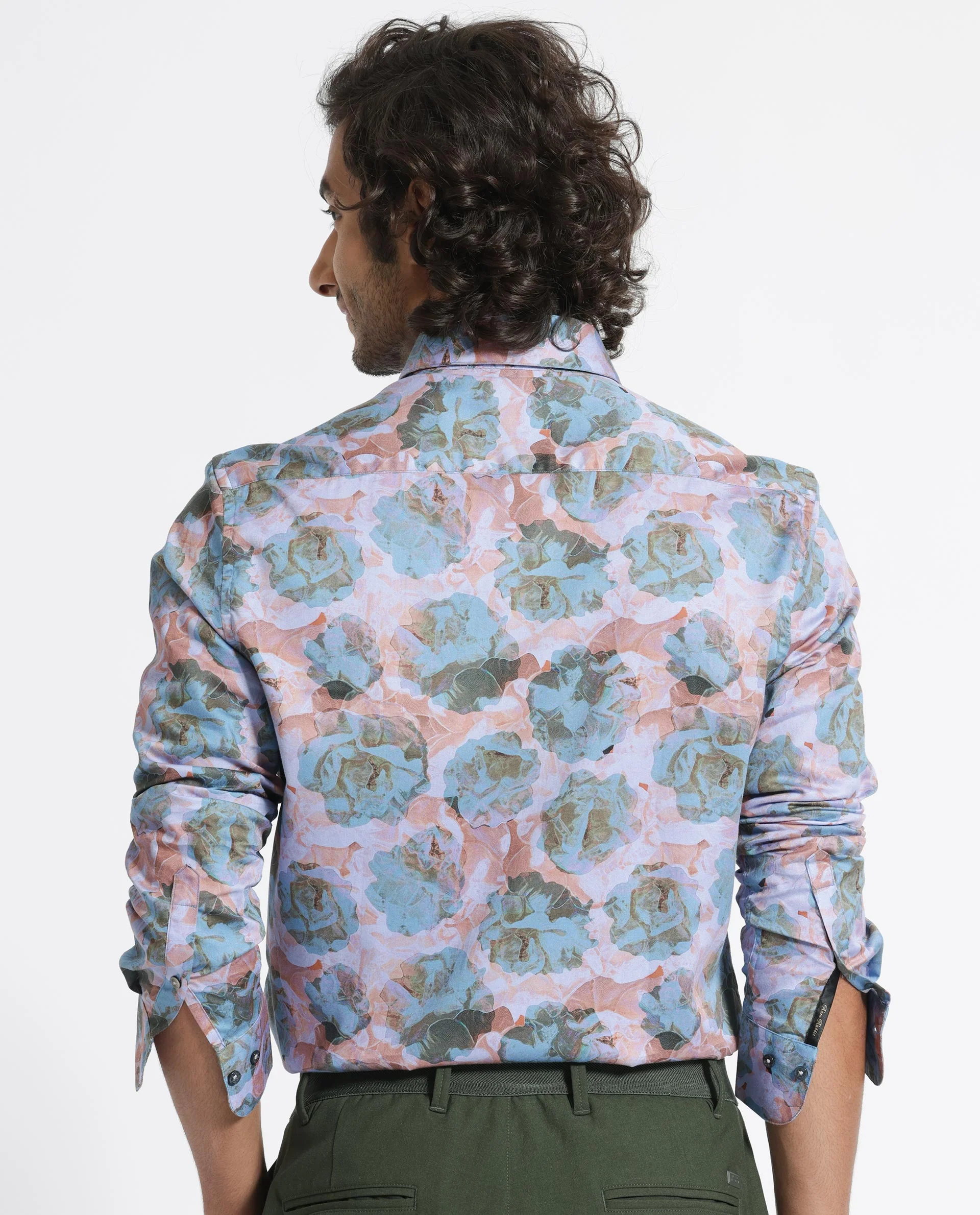 Rare Rabbit Men's Renzoo Blue Cotton Floral Print Regular Fit Full Sleeve Collared Shirt - Image 9