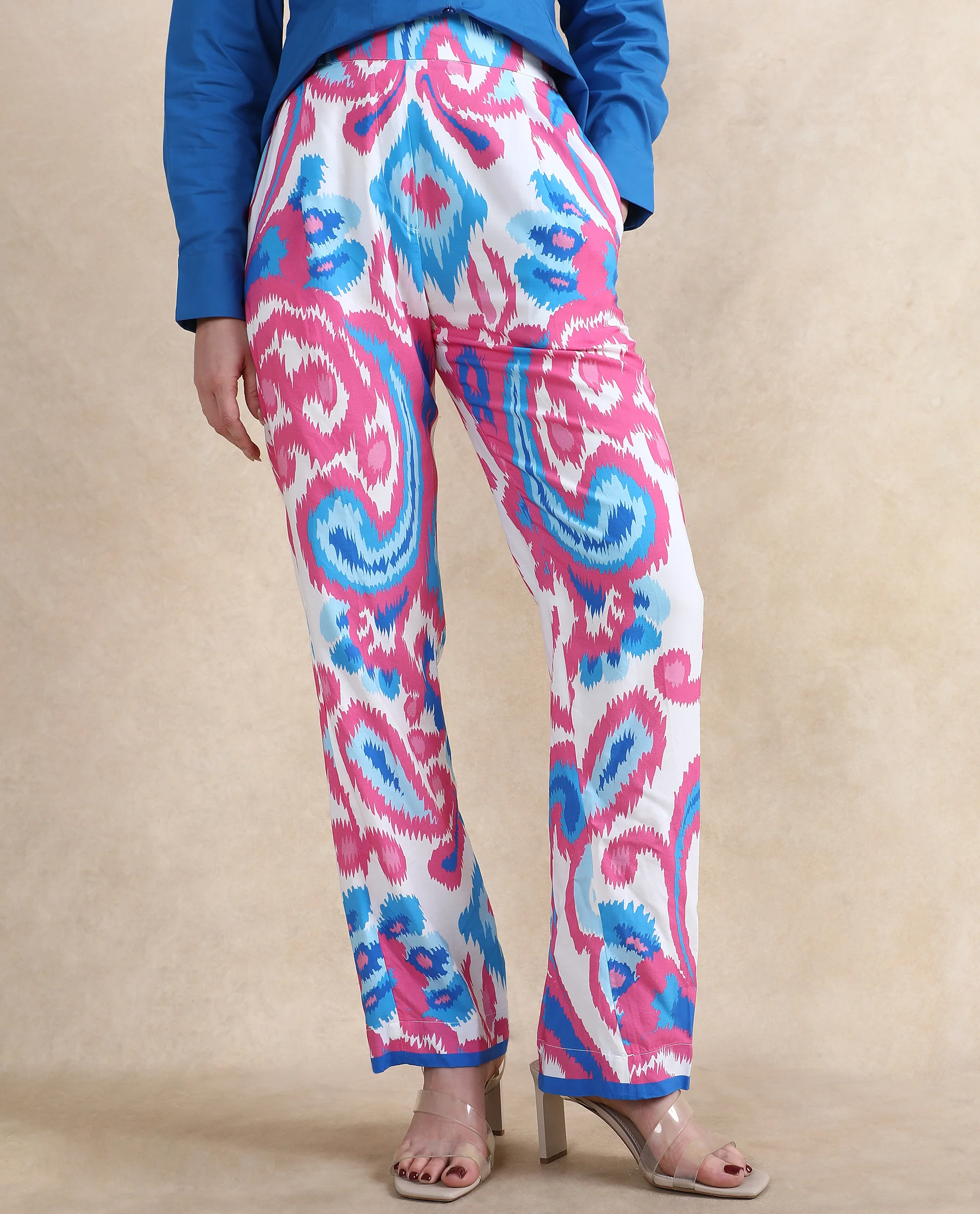 Rareism Women's Repio-B Pastel Multi Viscose Abstract Print Ankle Length Straight Fit Trouser - Image 2