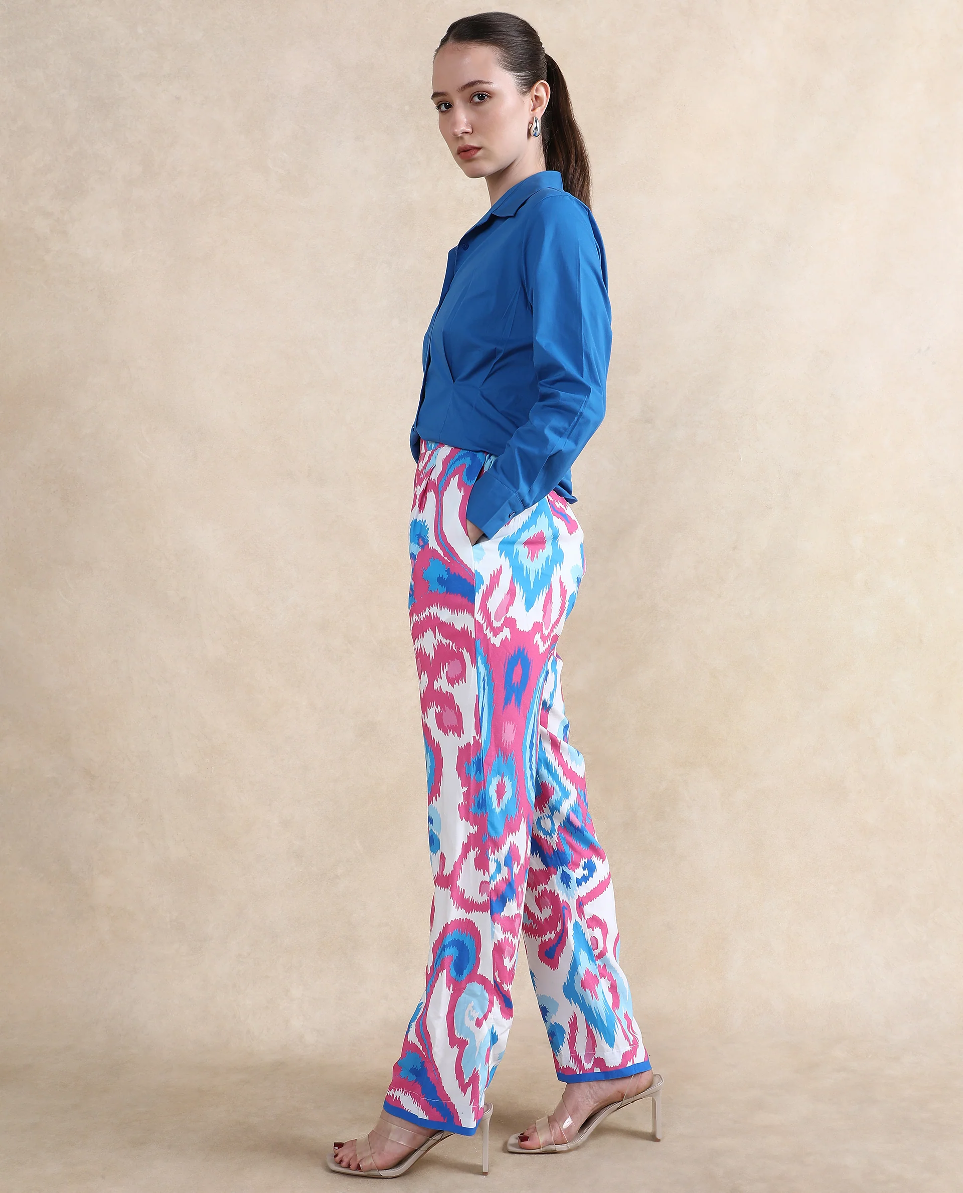 Rareism Women's Repio-B Pastel Multi Viscose Abstract Print Ankle Length Straight Fit Trouser - Image 7