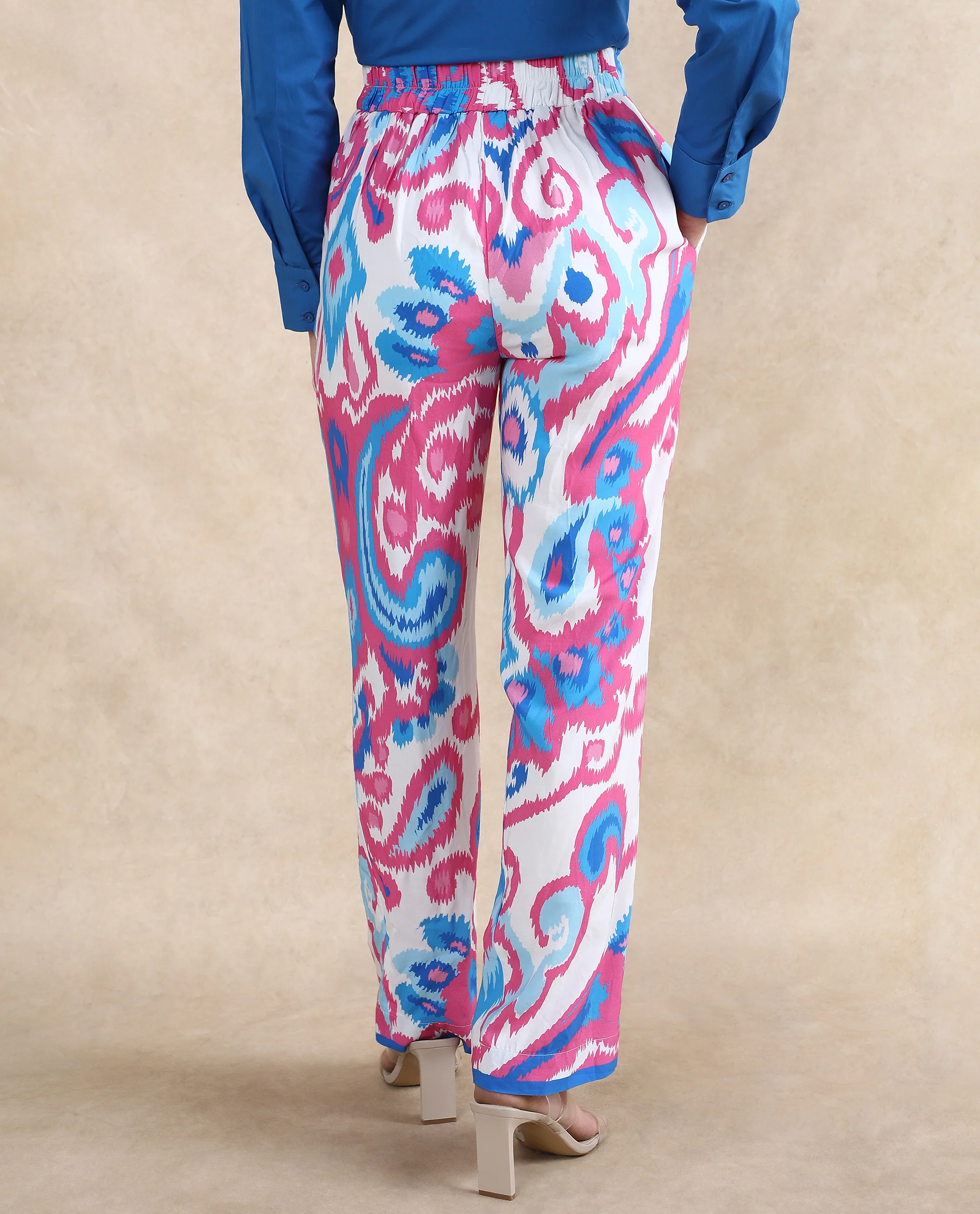 Rareism Women's Repio-B Pastel Multi Viscose Abstract Print Ankle Length Straight Fit Trouser - Image 8