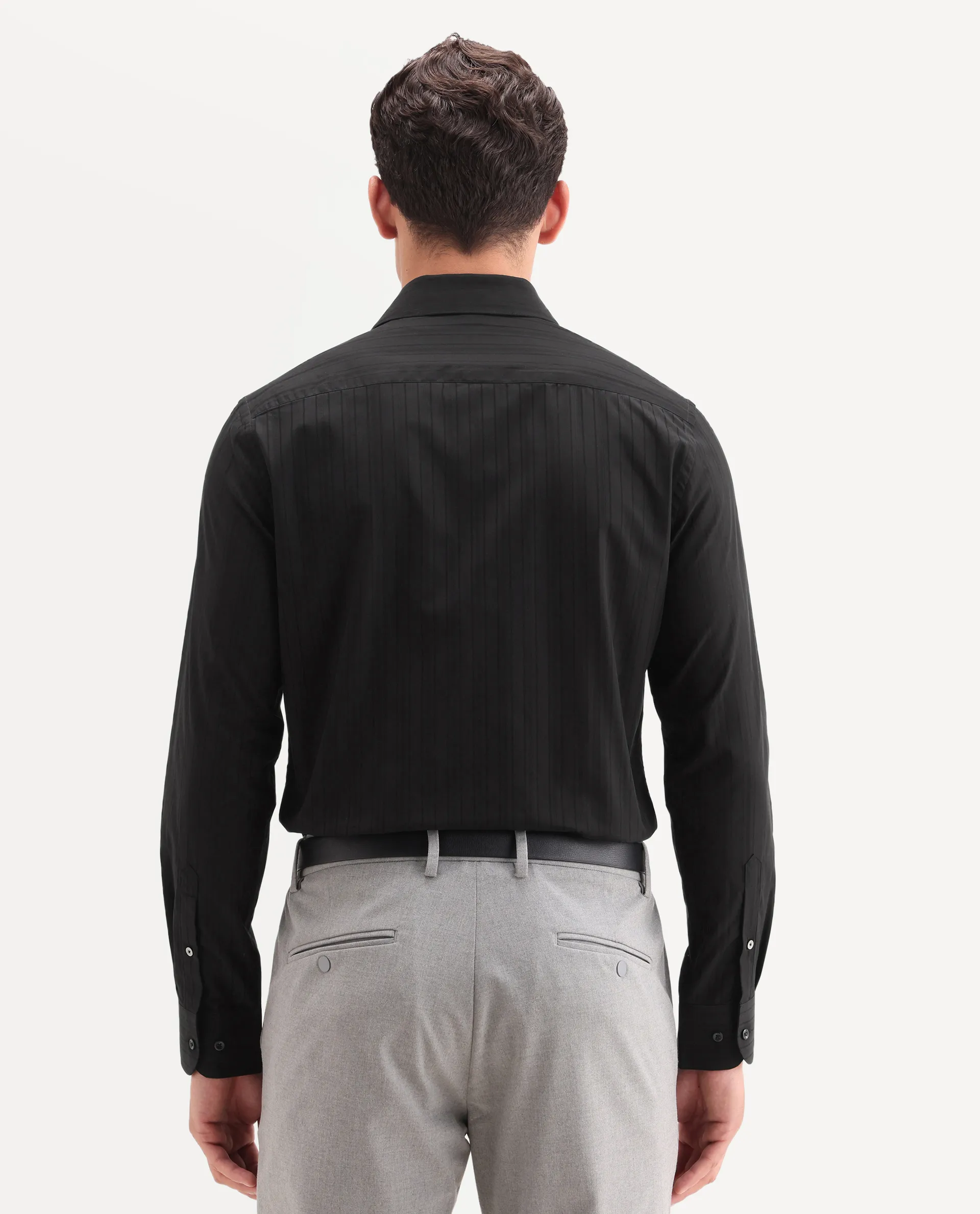 Rare Rabbit Men's Repo-26 Black Cotton Full Sleeve Spread Collar Regular Fit Striped Shirt - Image 7