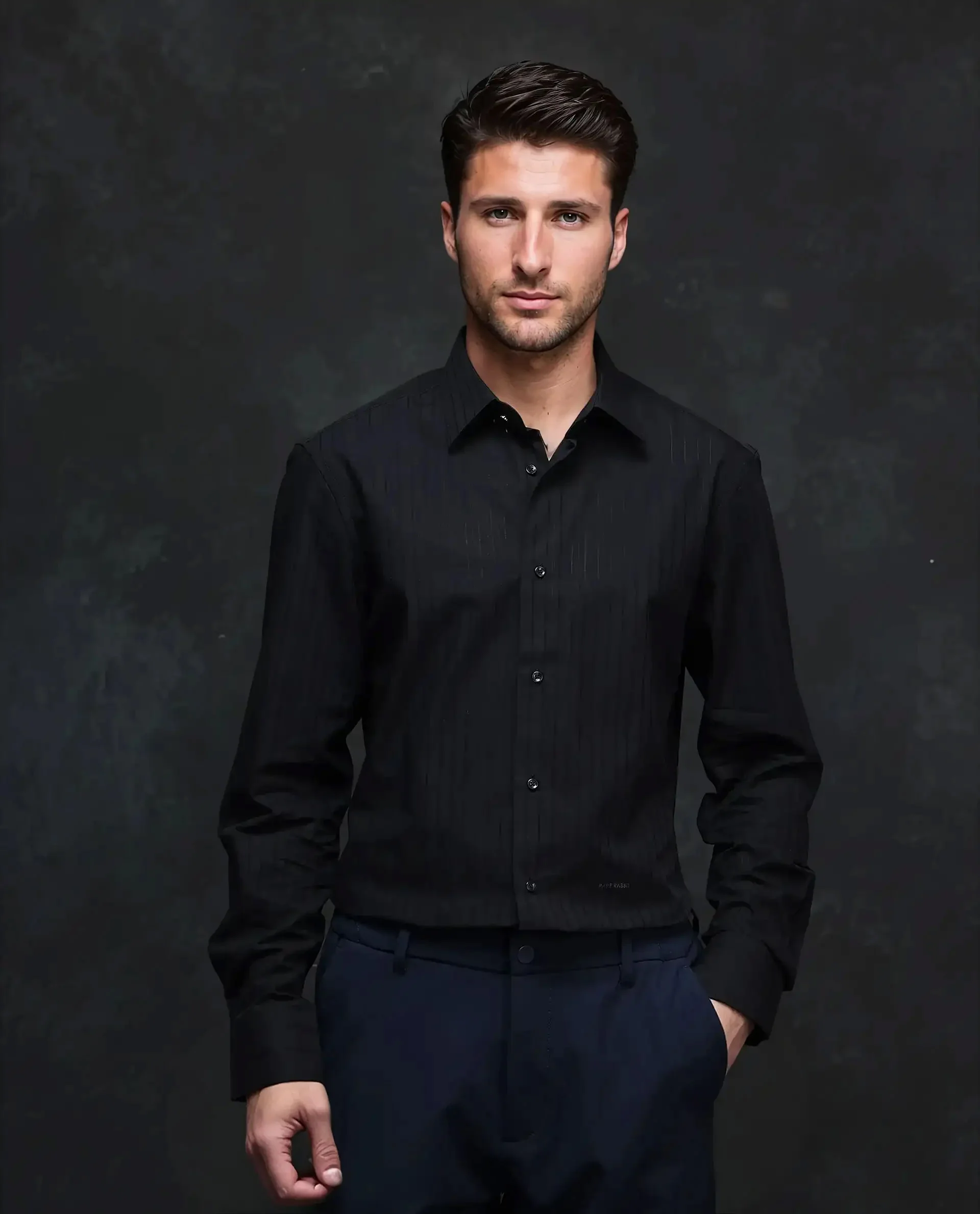 Rare Rabbit Men's Repo Black Cotton Striped Print Regular Fit Full Sleeve Collared Shirt - Image 4