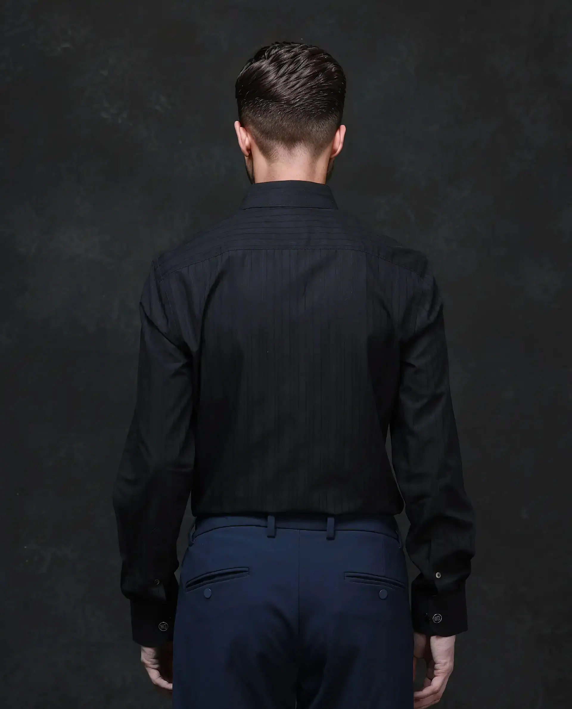 Rare Rabbit Men's Repo Black Cotton Striped Print Regular Fit Full Sleeve Collared Shirt - Image 8