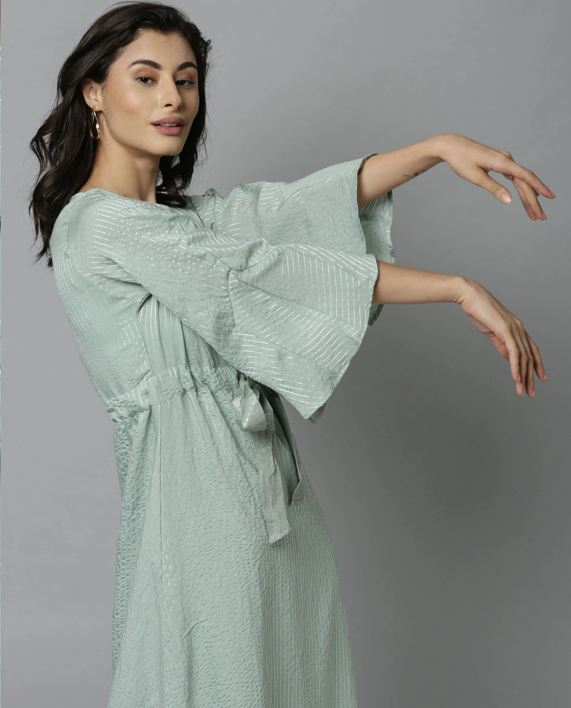 Rareism Women Repose Green Dress Full Sleeves - Image 2