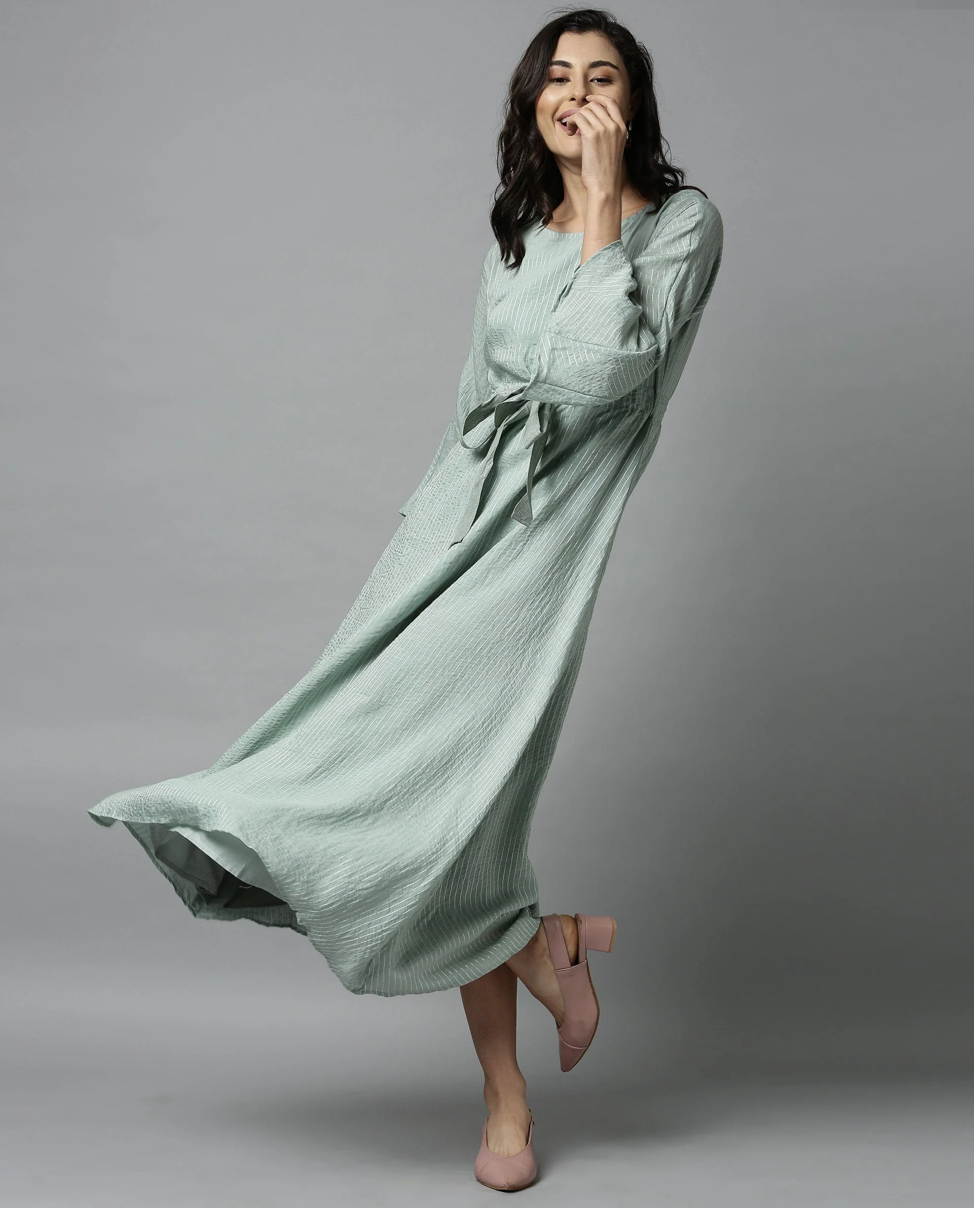 Rareism Women Repose Green Dress Full Sleeves - Image 3