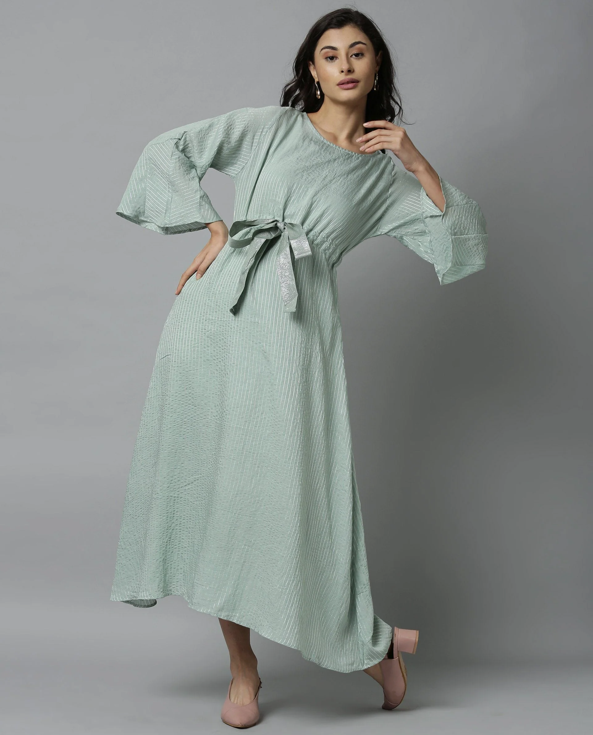 Rareism Women Repose Green Dress Full Sleeves - Image 4