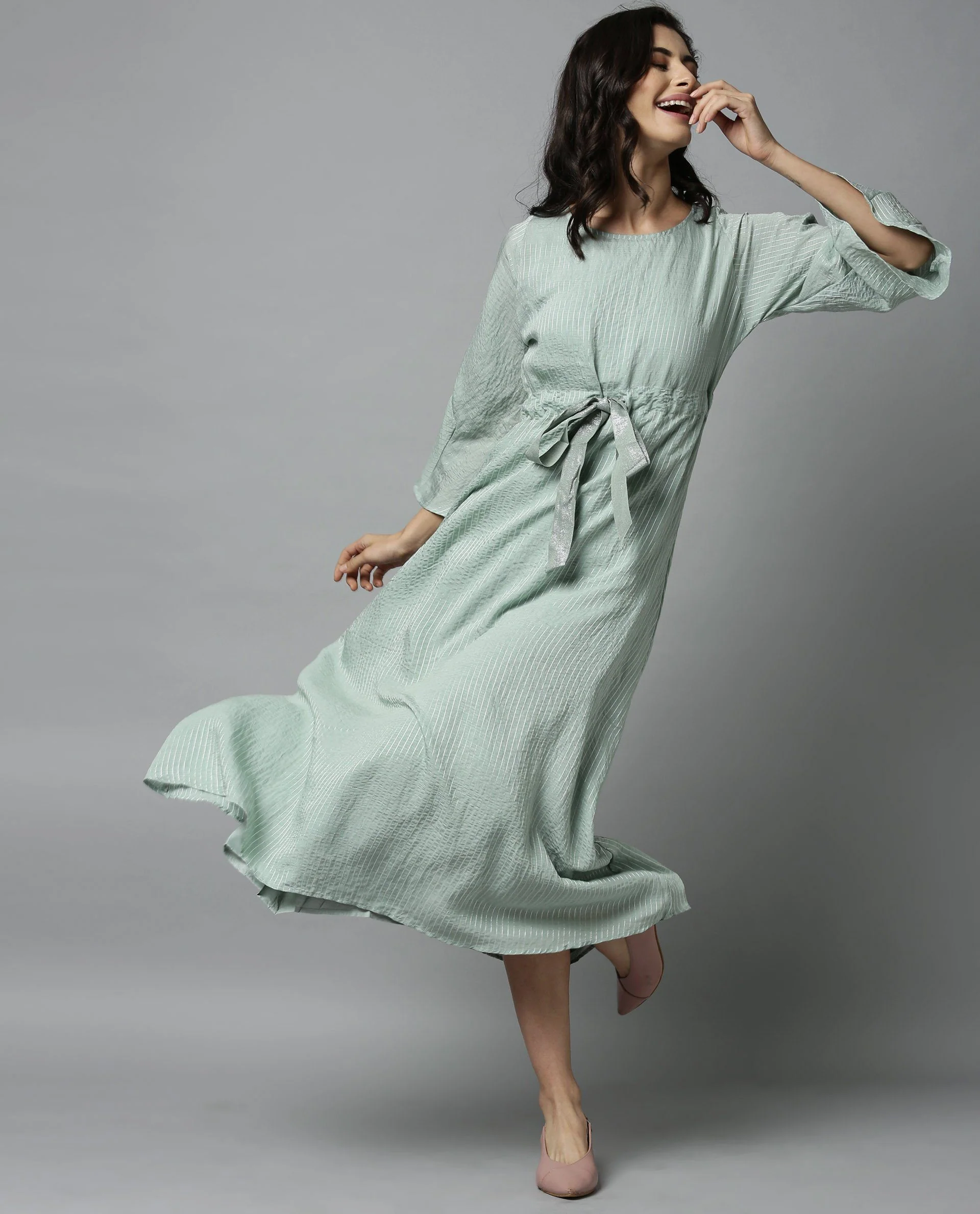 Rareism Women Repose Green Dress Full Sleeves - Image 8