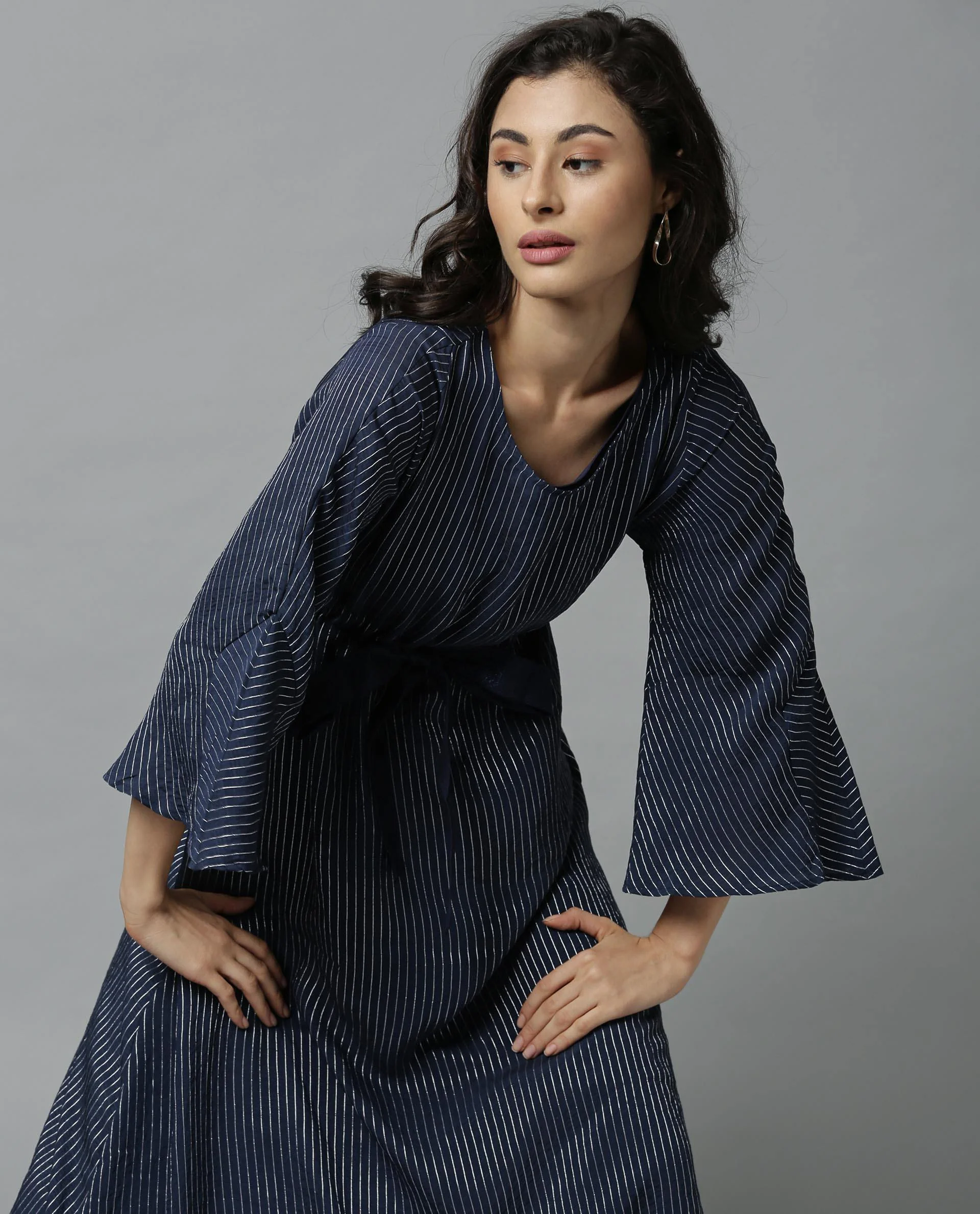 Rareism Women Repose Navy Dress Full Sleeves - Image 3