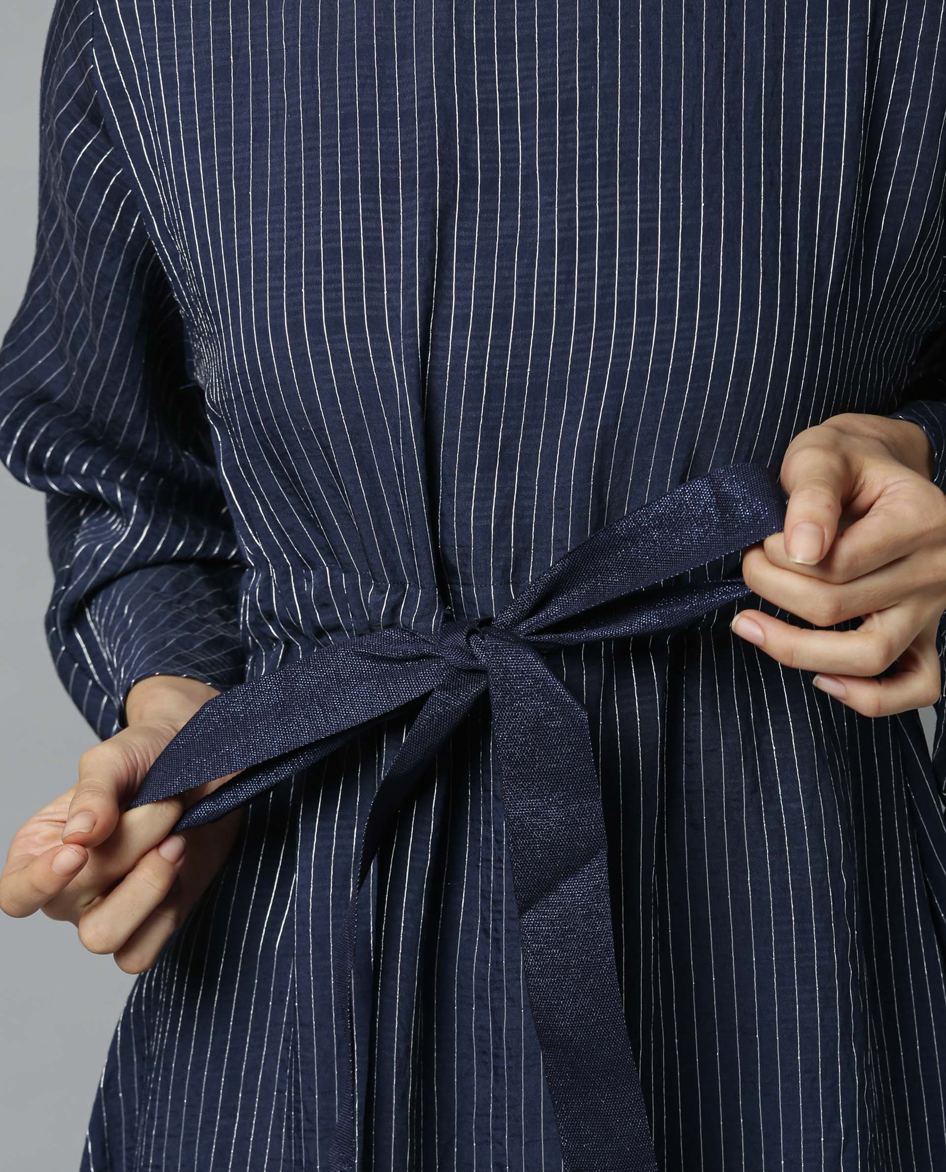 Rareism Women Repose Navy Dress Full Sleeves - Image 4