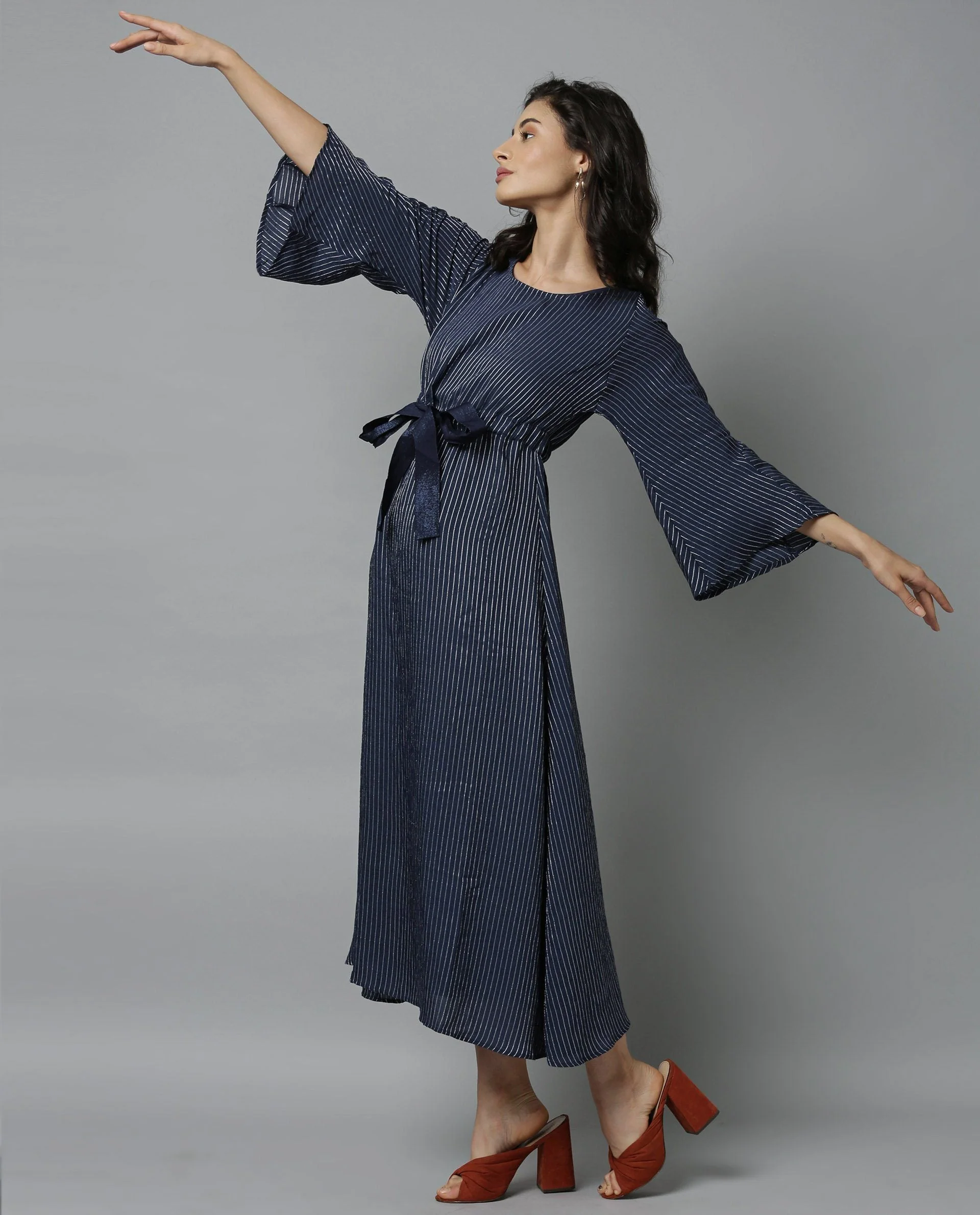 Rareism Women Repose Navy Dress Full Sleeves - Image 6