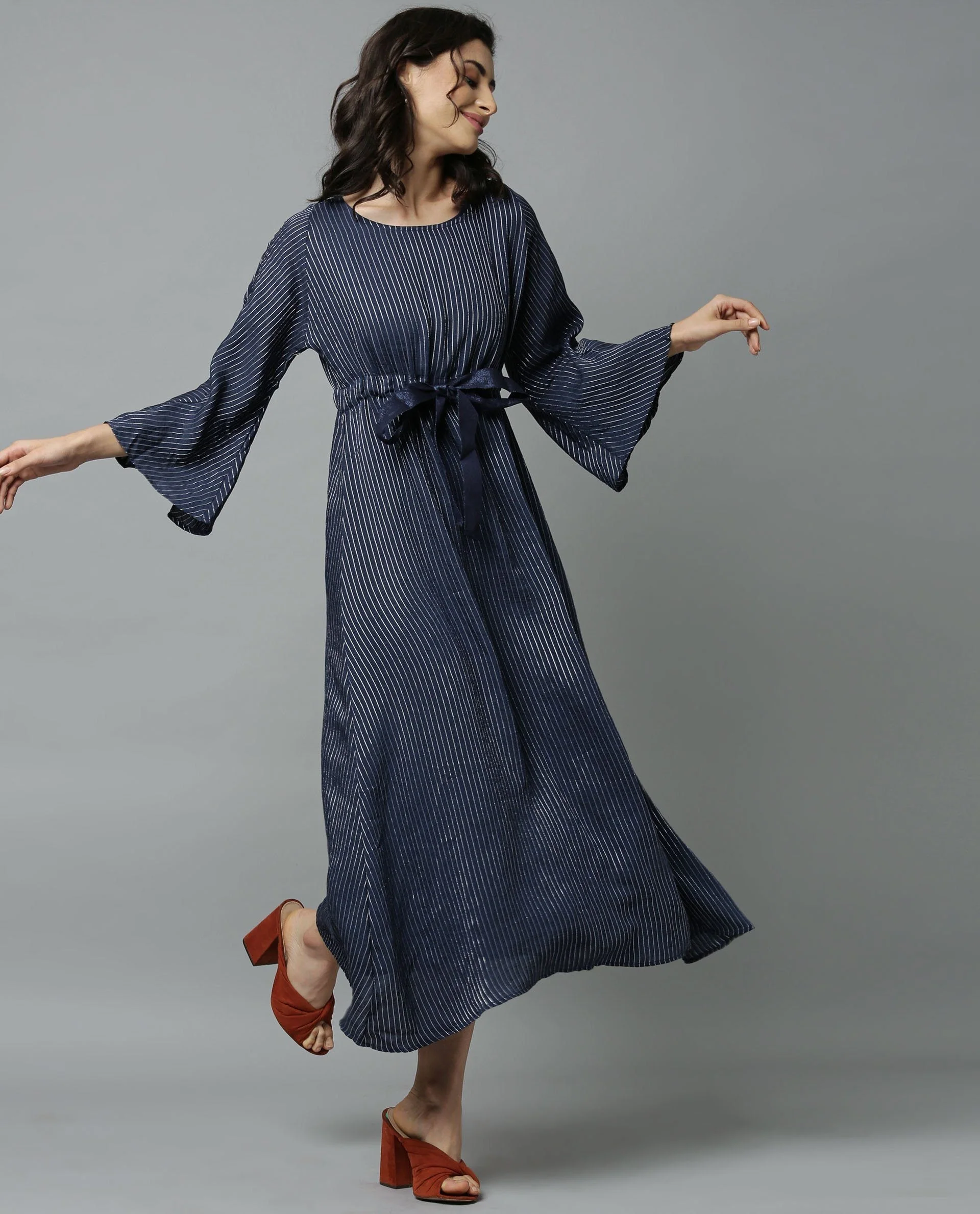 Rareism Women Repose Navy Dress Full Sleeves - Image 7
