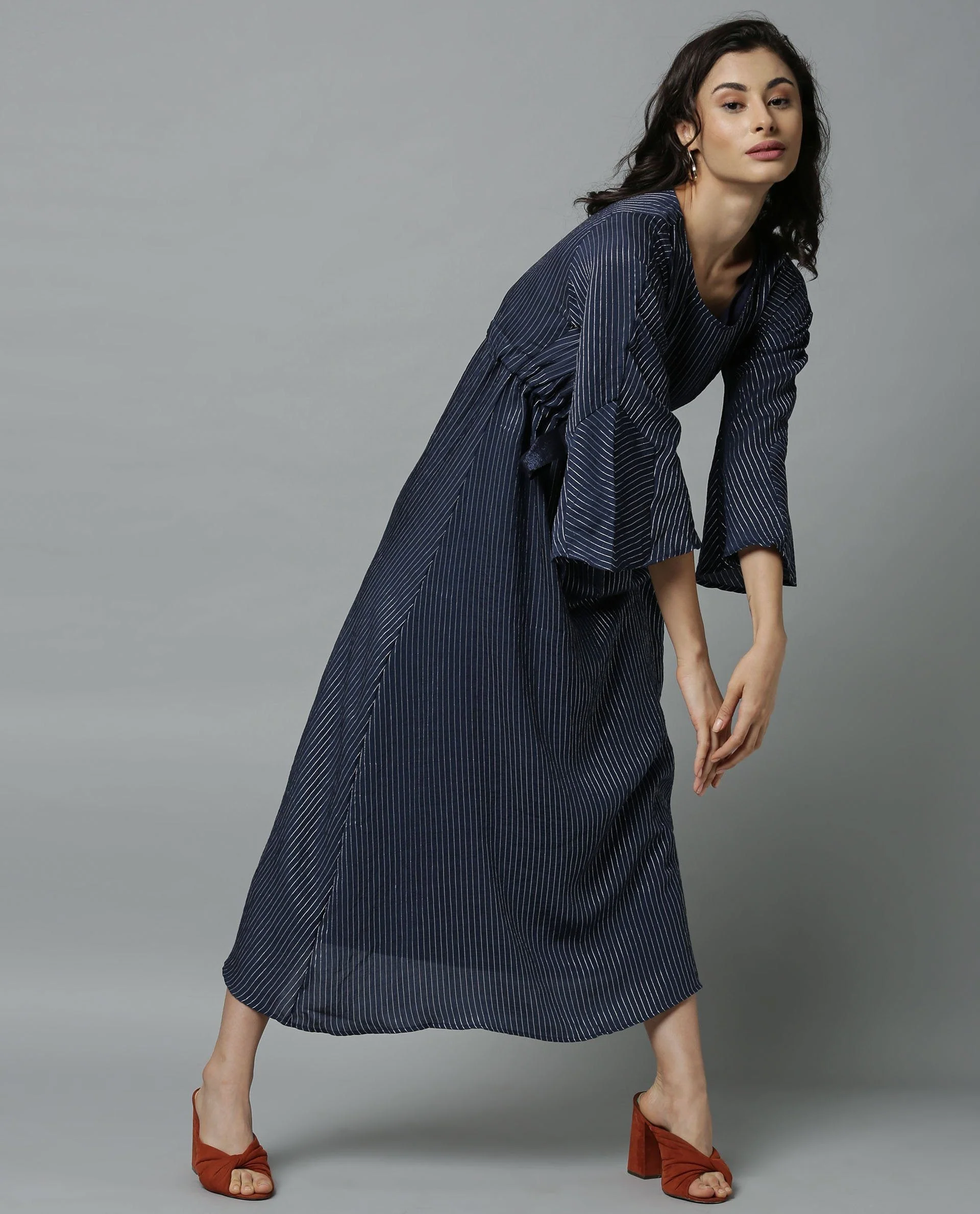 Rareism Women Repose Navy Dress Full Sleeves - Image 8