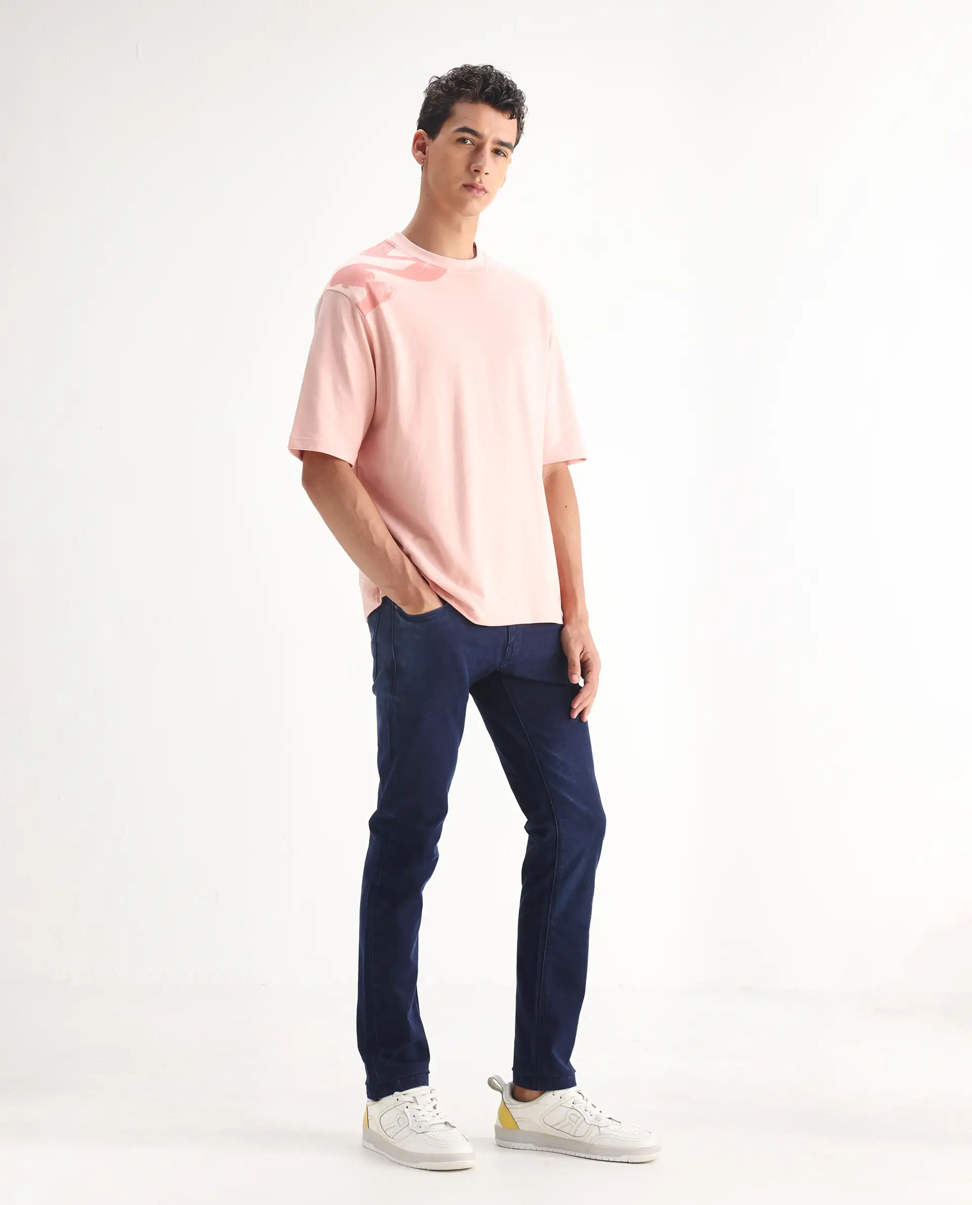 Rare Rabbit Men's Repp Blue Cotton Plain Hawk Slim Fit Jeans - Image 6