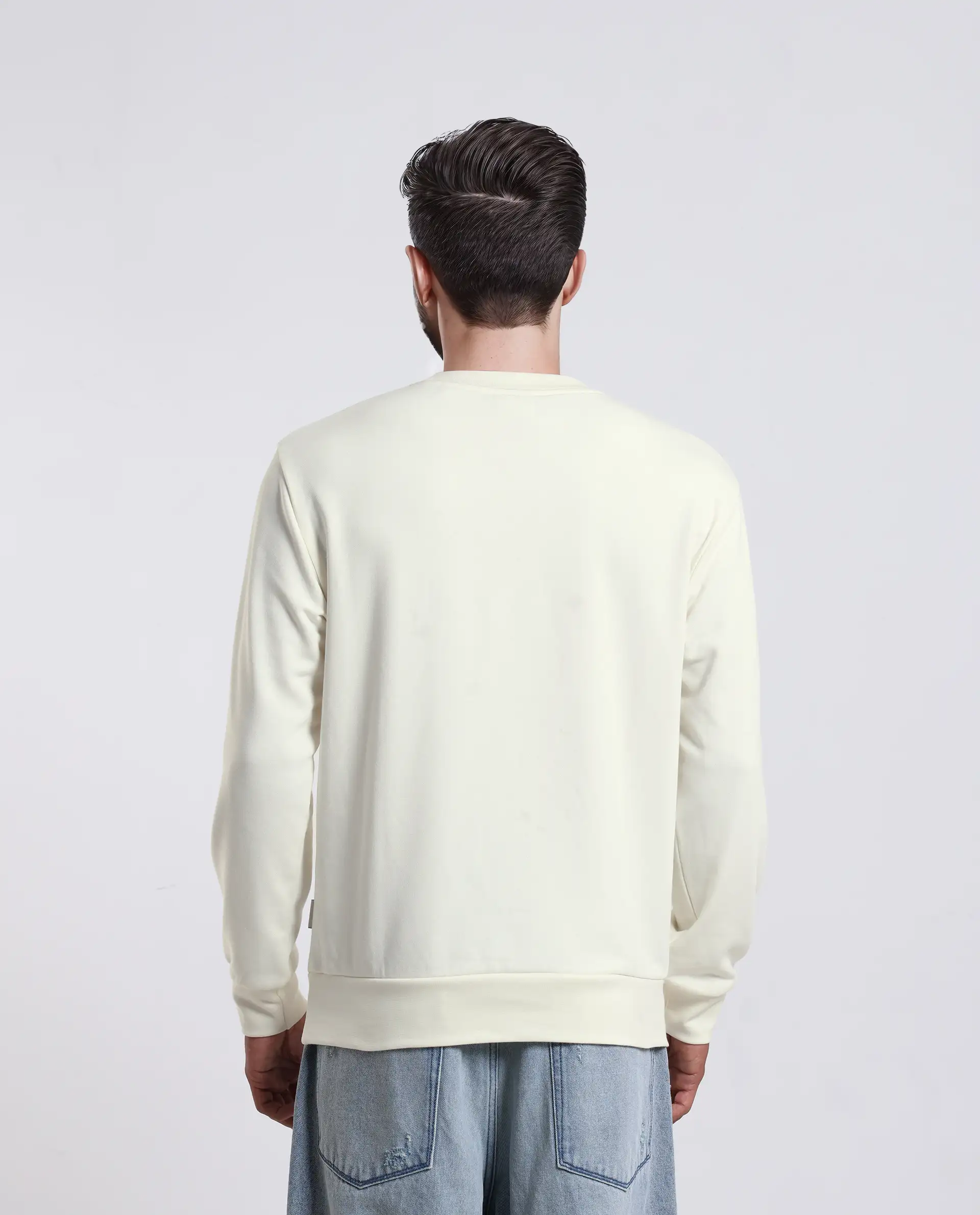 Rare Rabbit Men's Reso Off White Cotton Blend Typography Print Regular Fit Full Sleeve Crew Neck Sweatshirt - Image 8