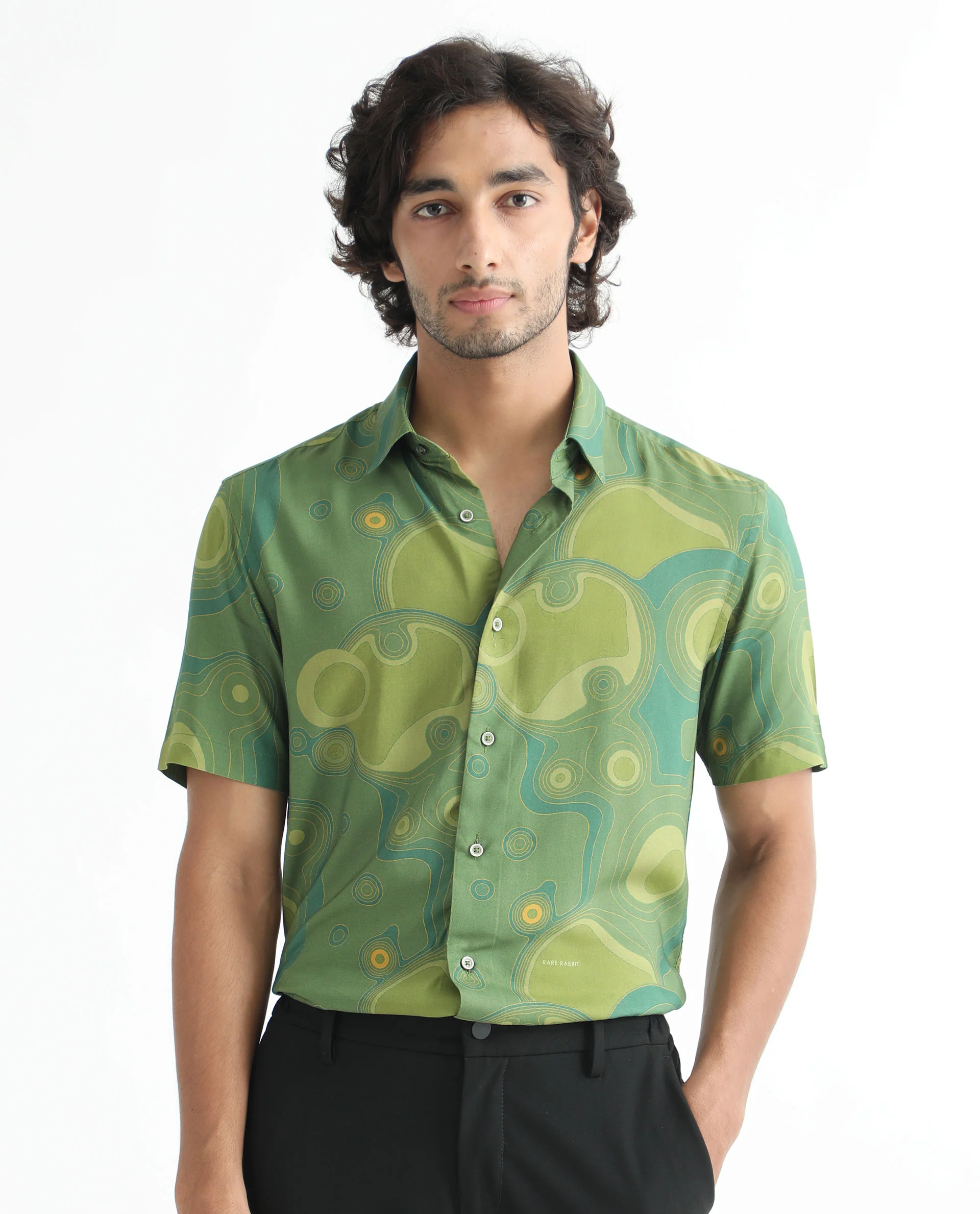 Rare Rabbit Men's Resolute Light Green Regular Fit Shirt