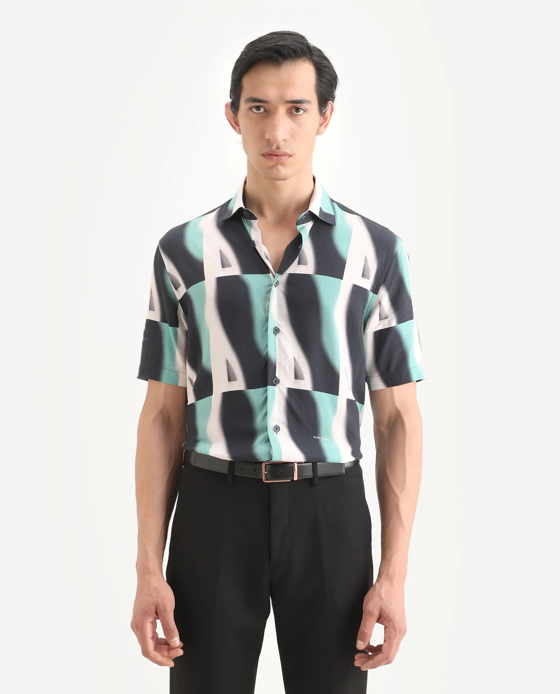 Rare Rabbit Men's Retro Truq Viscose Fabric Collared Neck Regular Printed Shirt - Image 3