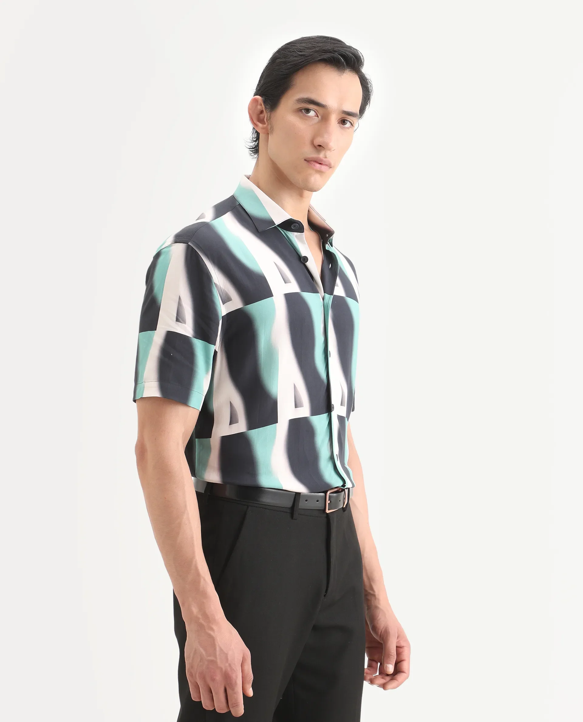 Rare Rabbit Men's Retro Truq Viscose Fabric Collared Neck Regular Printed Shirt - Image 7