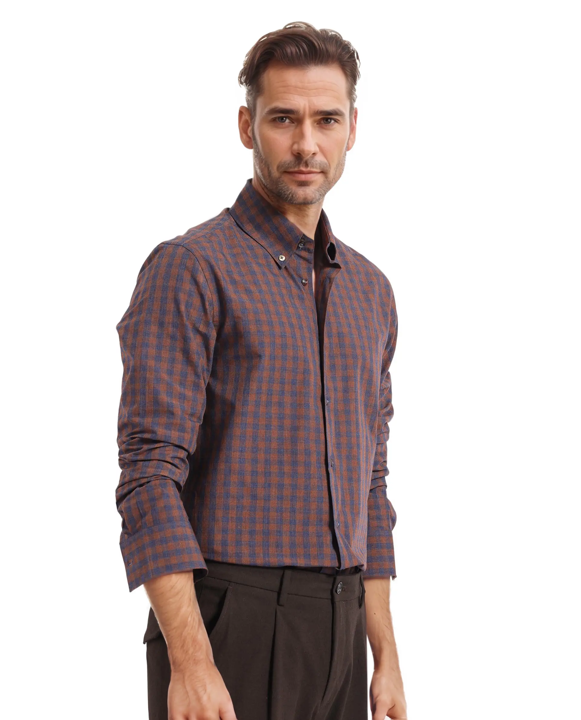 Rare Rabbit Men's Rettos Dark Brown Cotton Checked Print Regular Fit Full Sleeve Collared Shirt - Image 7