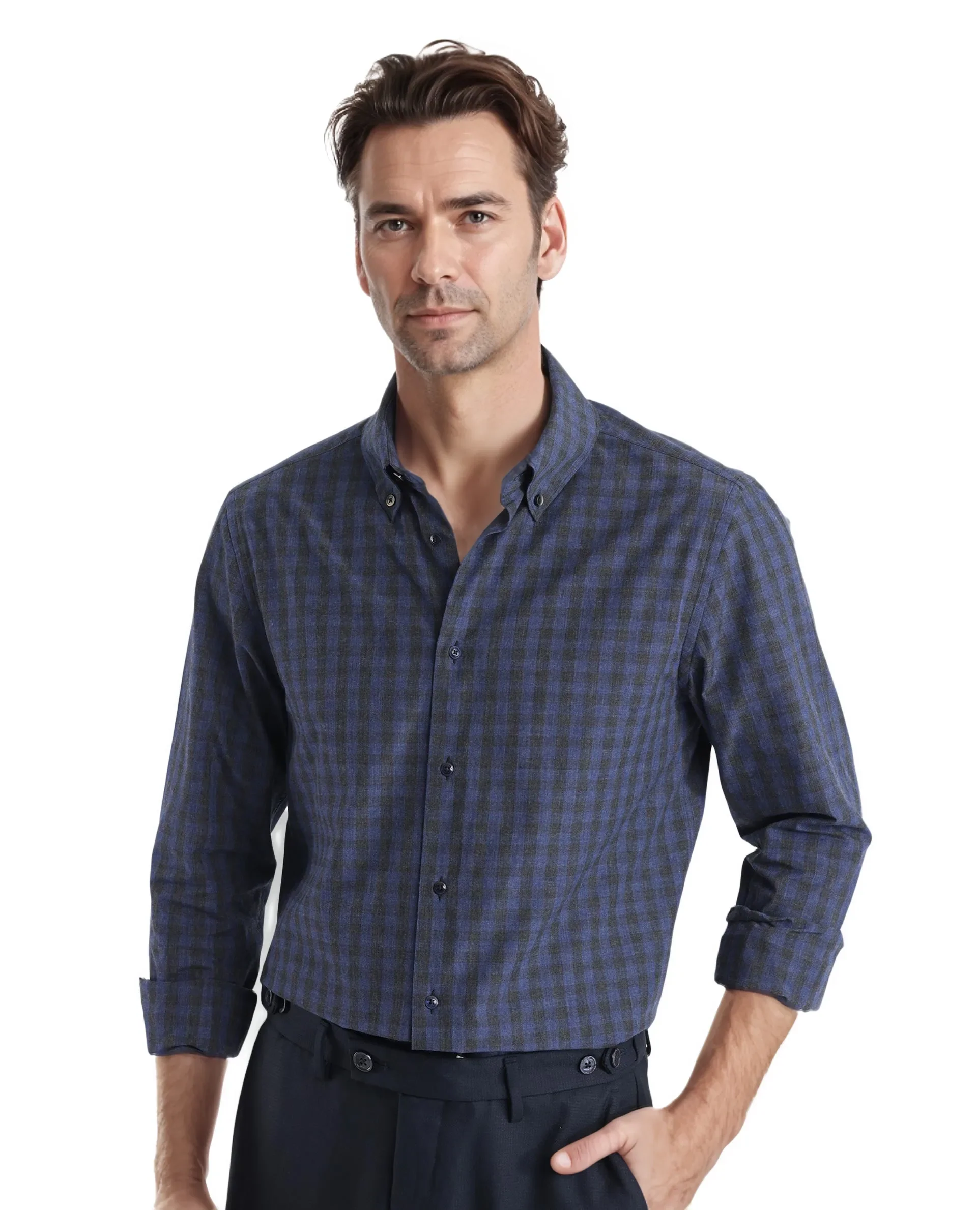 Rare Rabbit Men's Checked Print Oversized Fit Full Sleeve Collared Shirt - Image 10