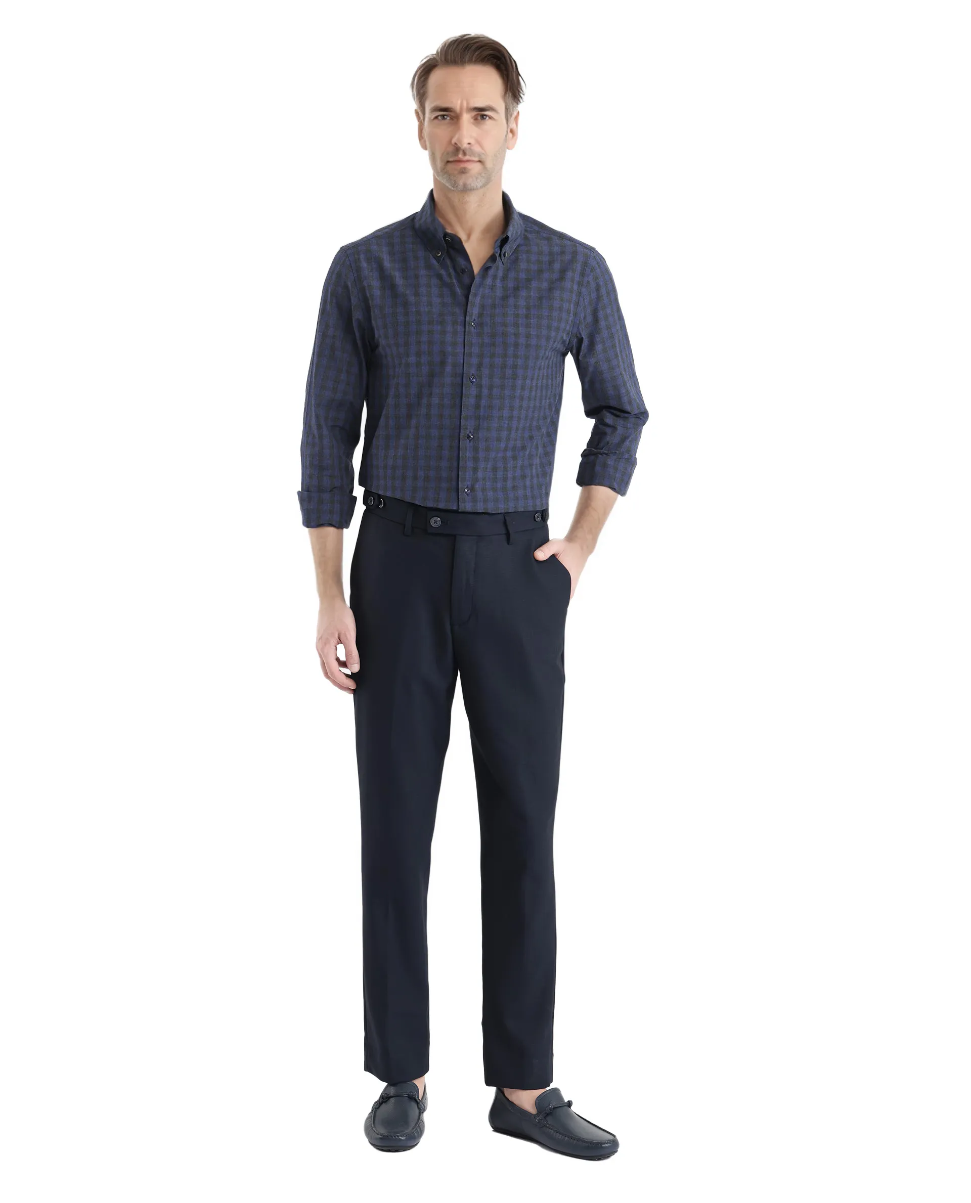 Rare Rabbit Men's Checked Print Oversized Fit Full Sleeve Collared Shirt - Image 3
