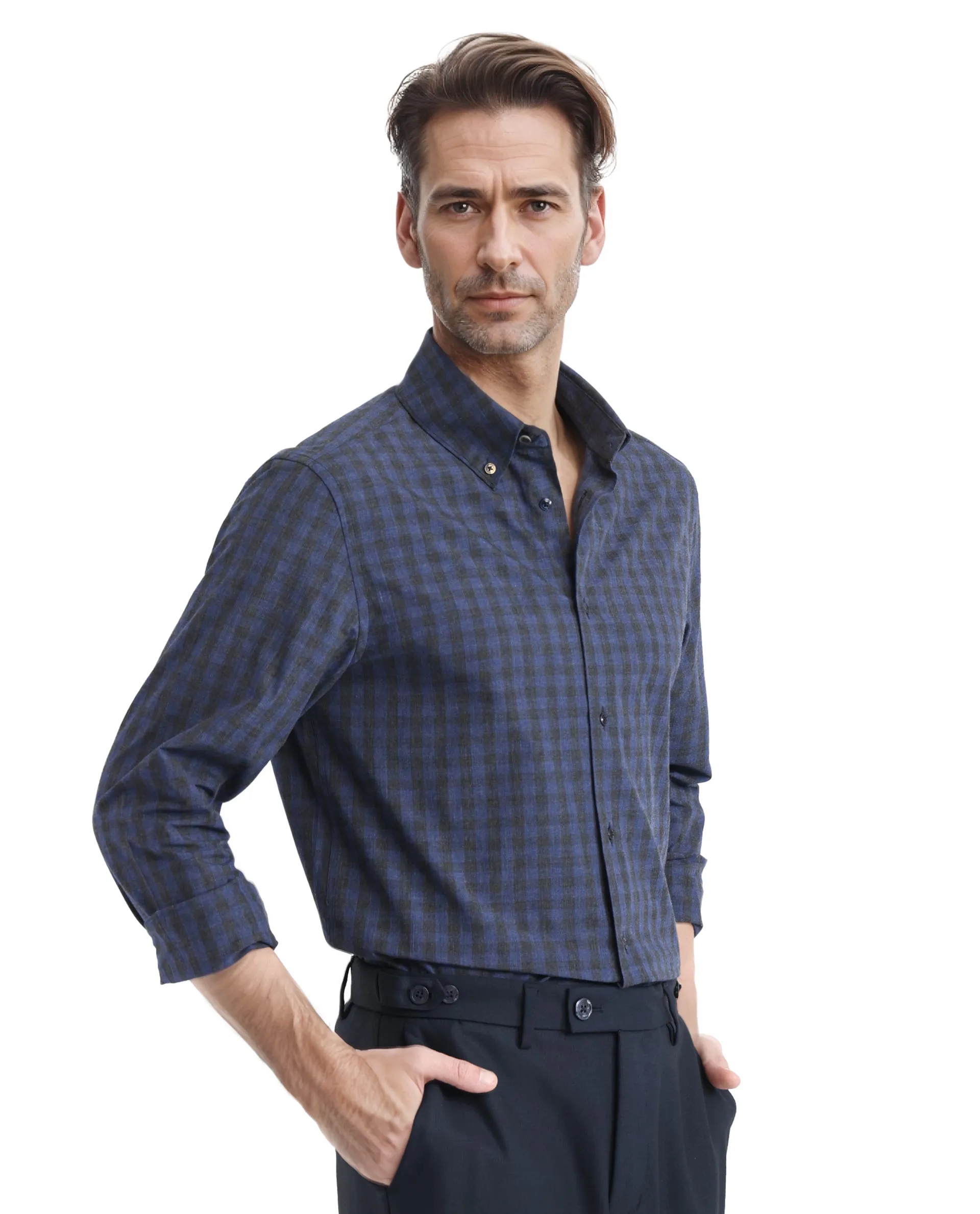 Rare Rabbit Men's Checked Print Oversized Fit Full Sleeve Collared Shirt - Image 7
