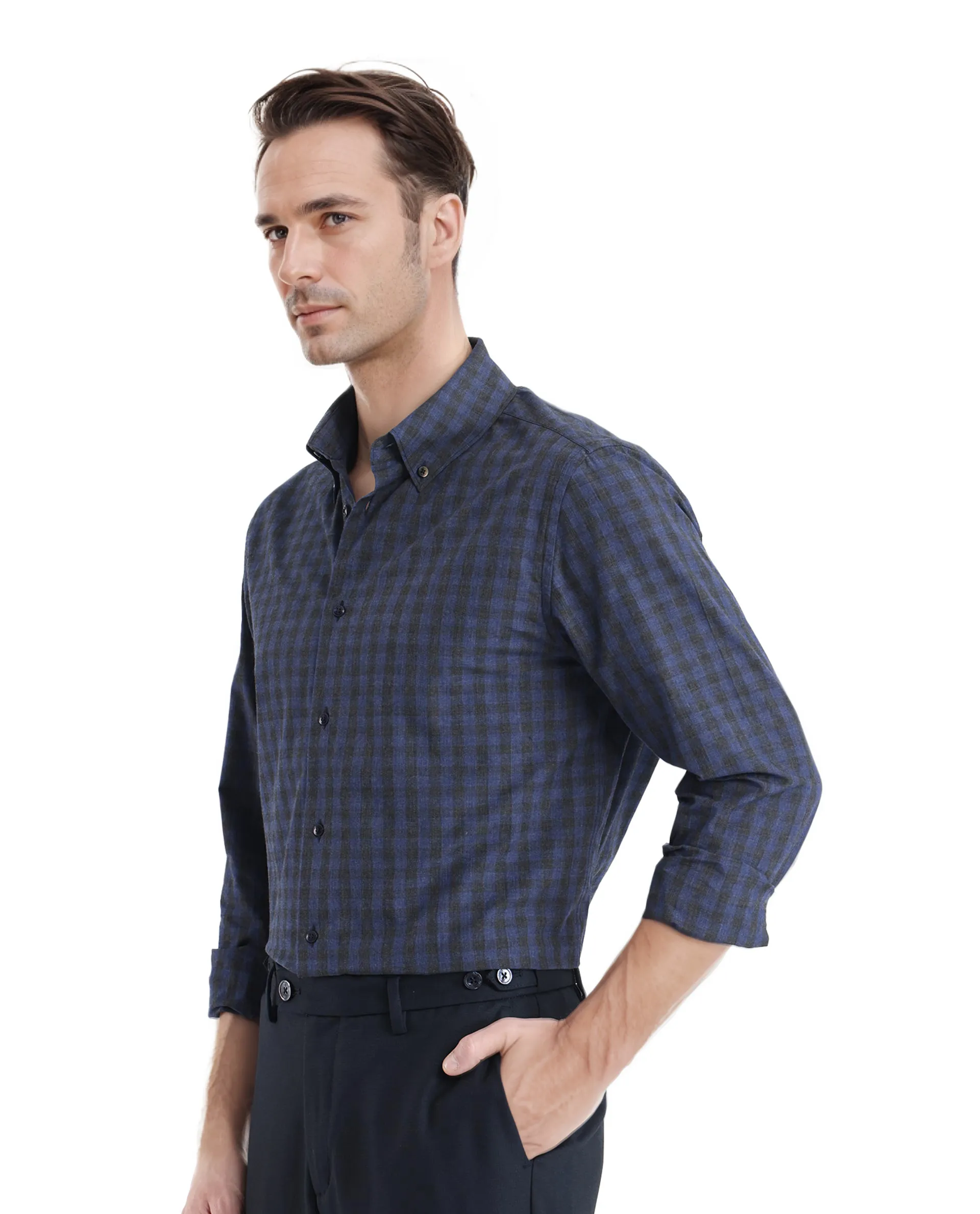 Rare Rabbit Men's Checked Print Oversized Fit Full Sleeve Collared Shirt - Image 8