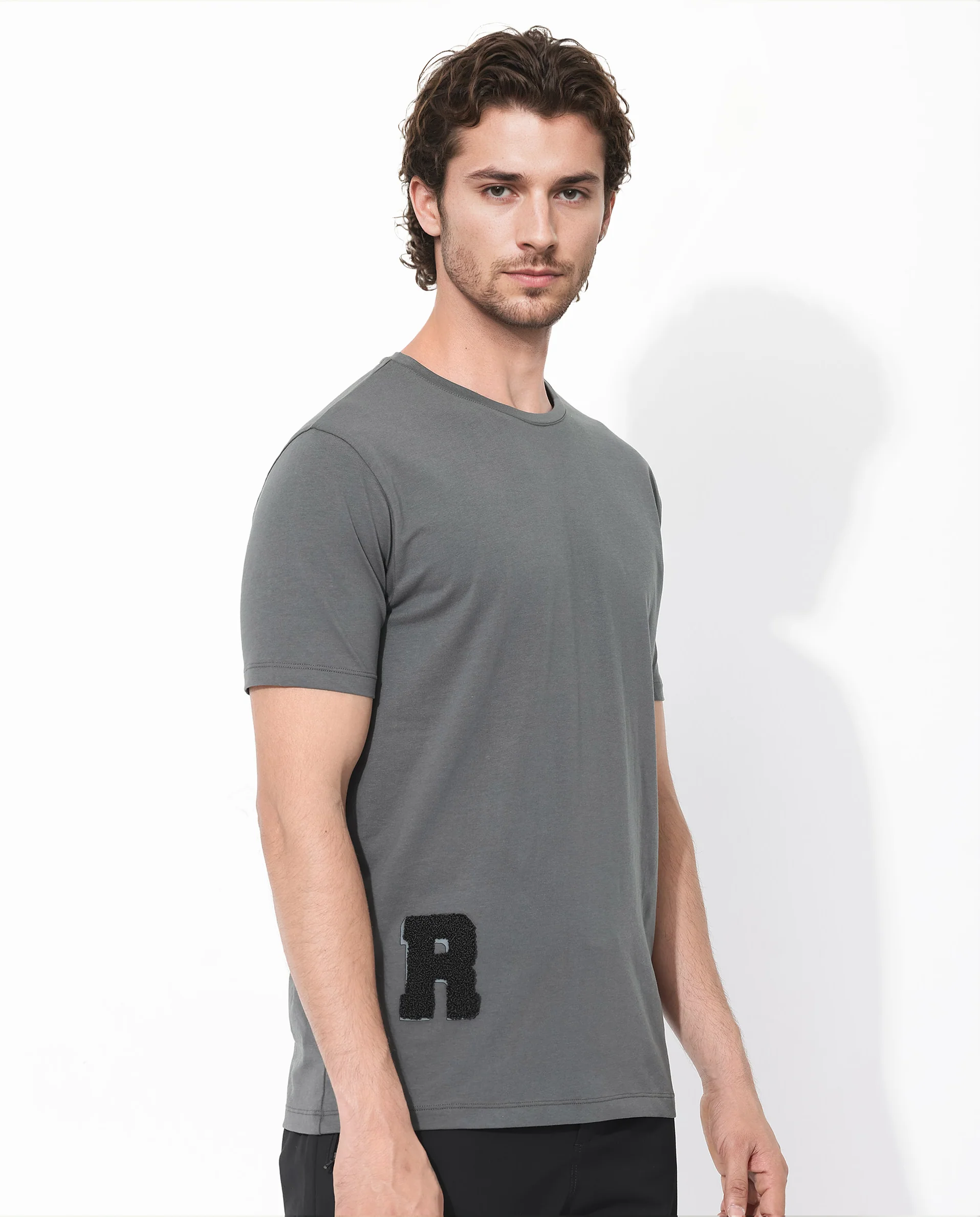 Rare Rabbit Articale Men's Rev Grey Cotton Lycra Fabric Short Sleeve Crew Neck Graphic Print T-Shirt - Image 6