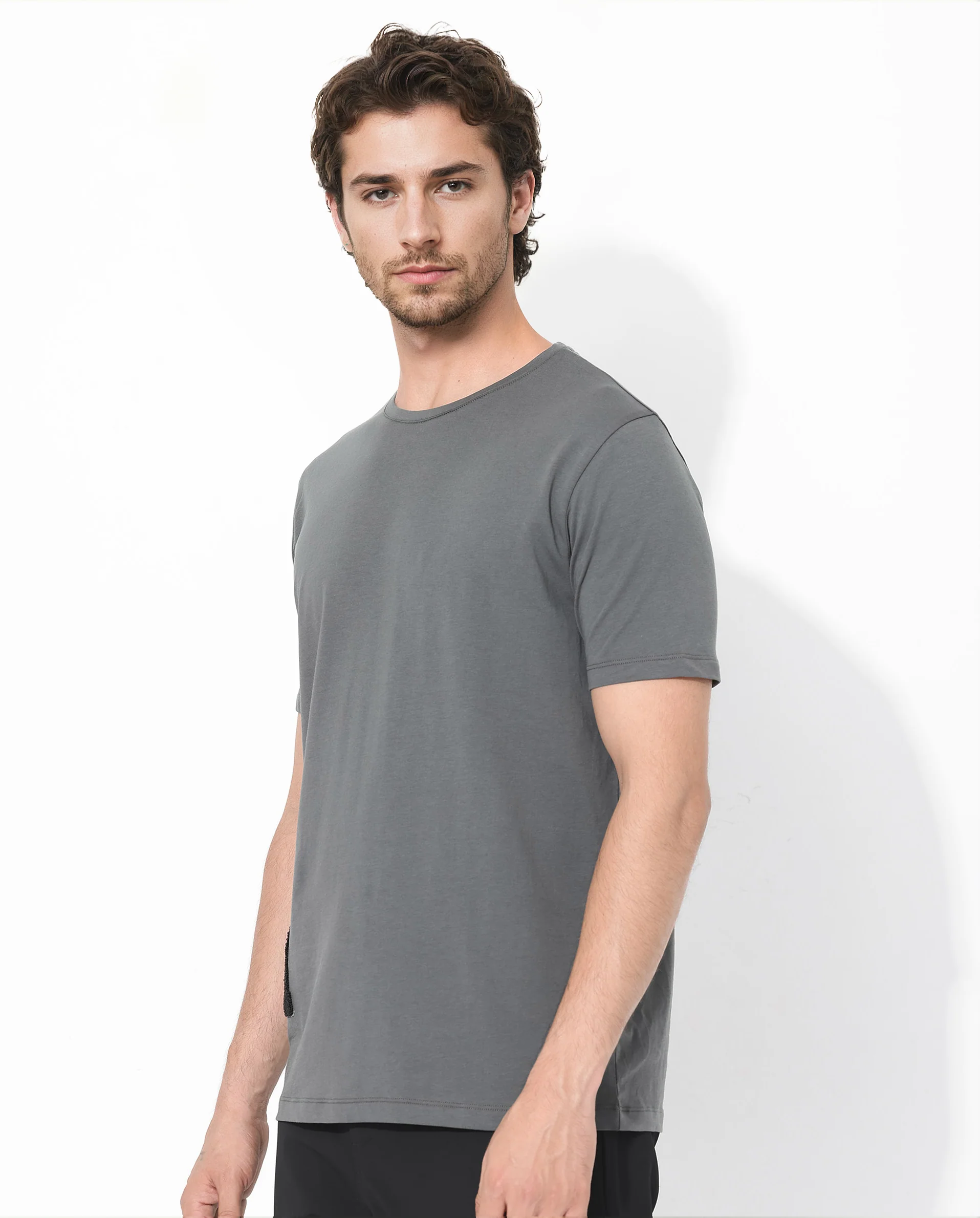Rare Rabbit Articale Men's Rev Grey Cotton Lycra Fabric Short Sleeve Crew Neck Graphic Print T-Shirt - Image 7