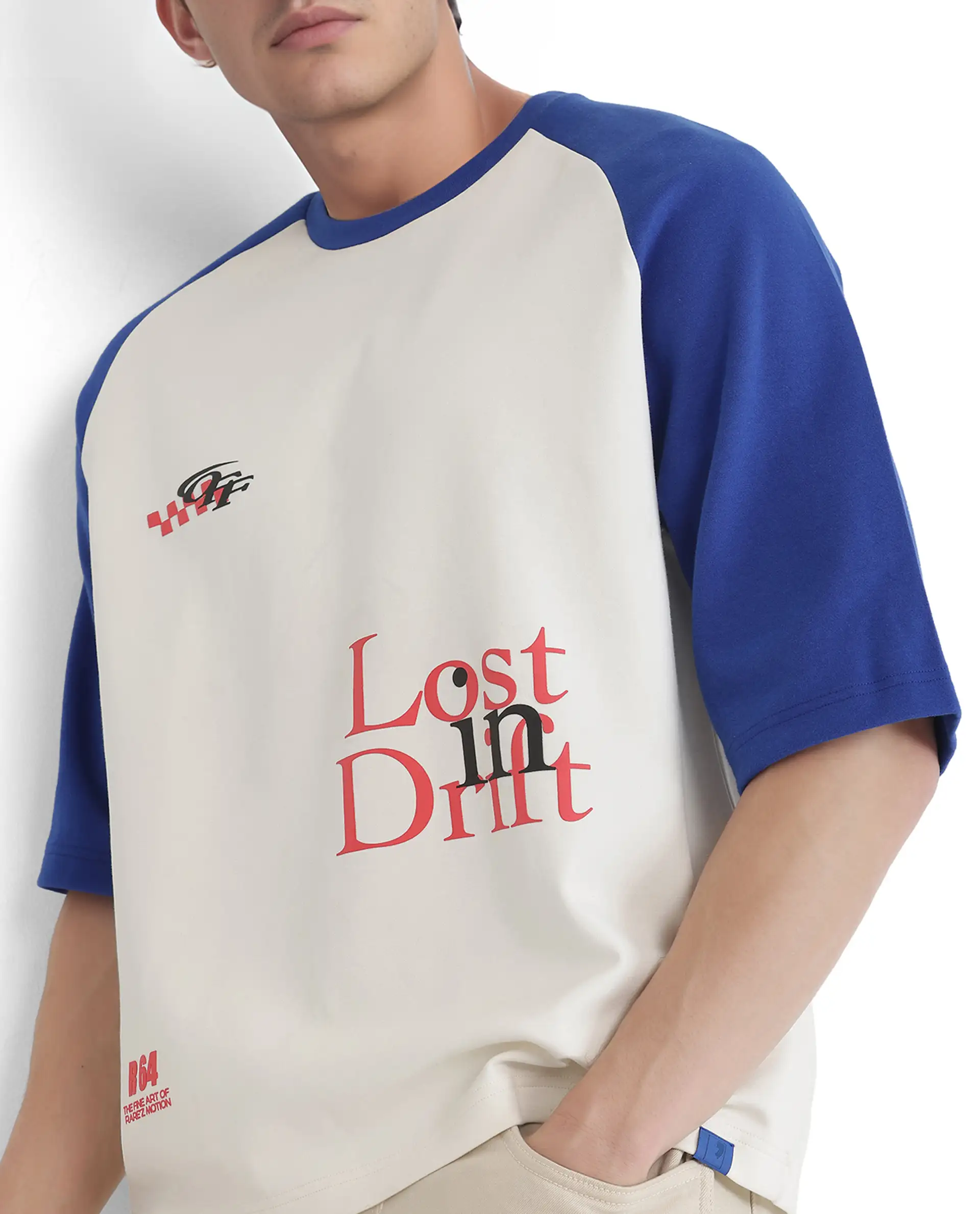 Rare Rabbit Men's Reva Off White Cotton Blend Hd Print Oversized Fit Half Sleeve Crew Neck T-Shirt - Image 3