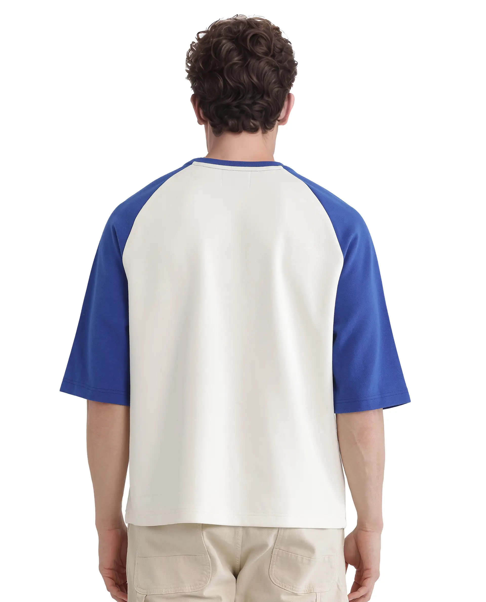 Rare Rabbit Men's Reva Off White Cotton Blend Hd Print Oversized Fit Half Sleeve Crew Neck T-Shirt - Image 4